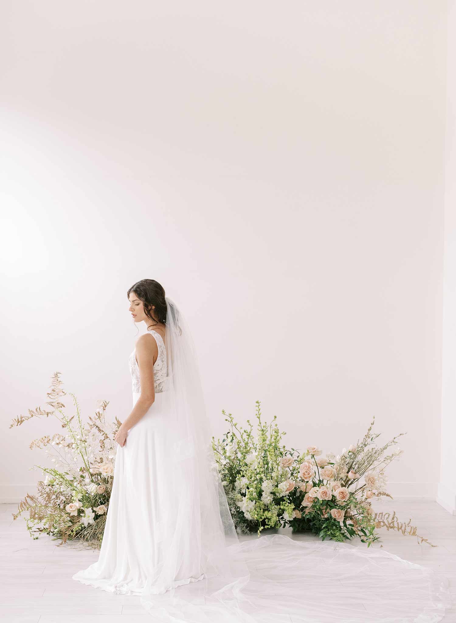 "Organza edge veil with blusher, cathedral length - Style #2360"