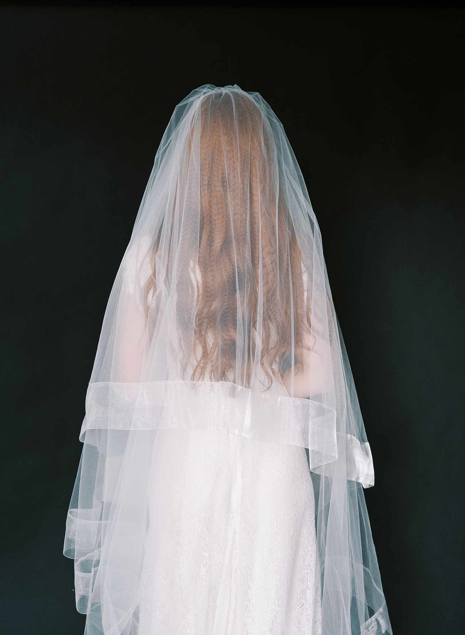 "Organza edge veil with blusher, cathedral length - Style #2360"