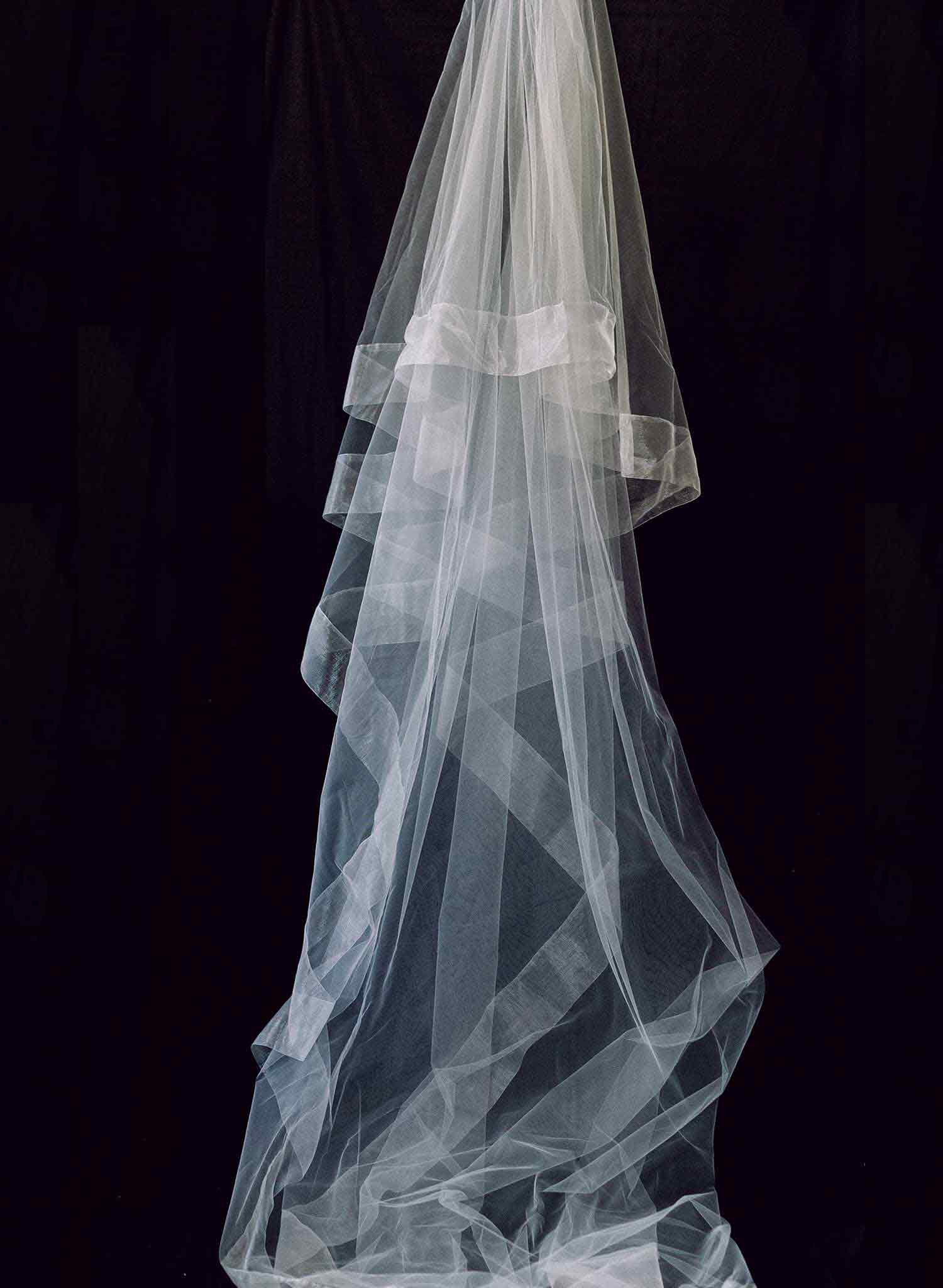 "Organza edge veil with blusher, cathedral length - Style #2360"