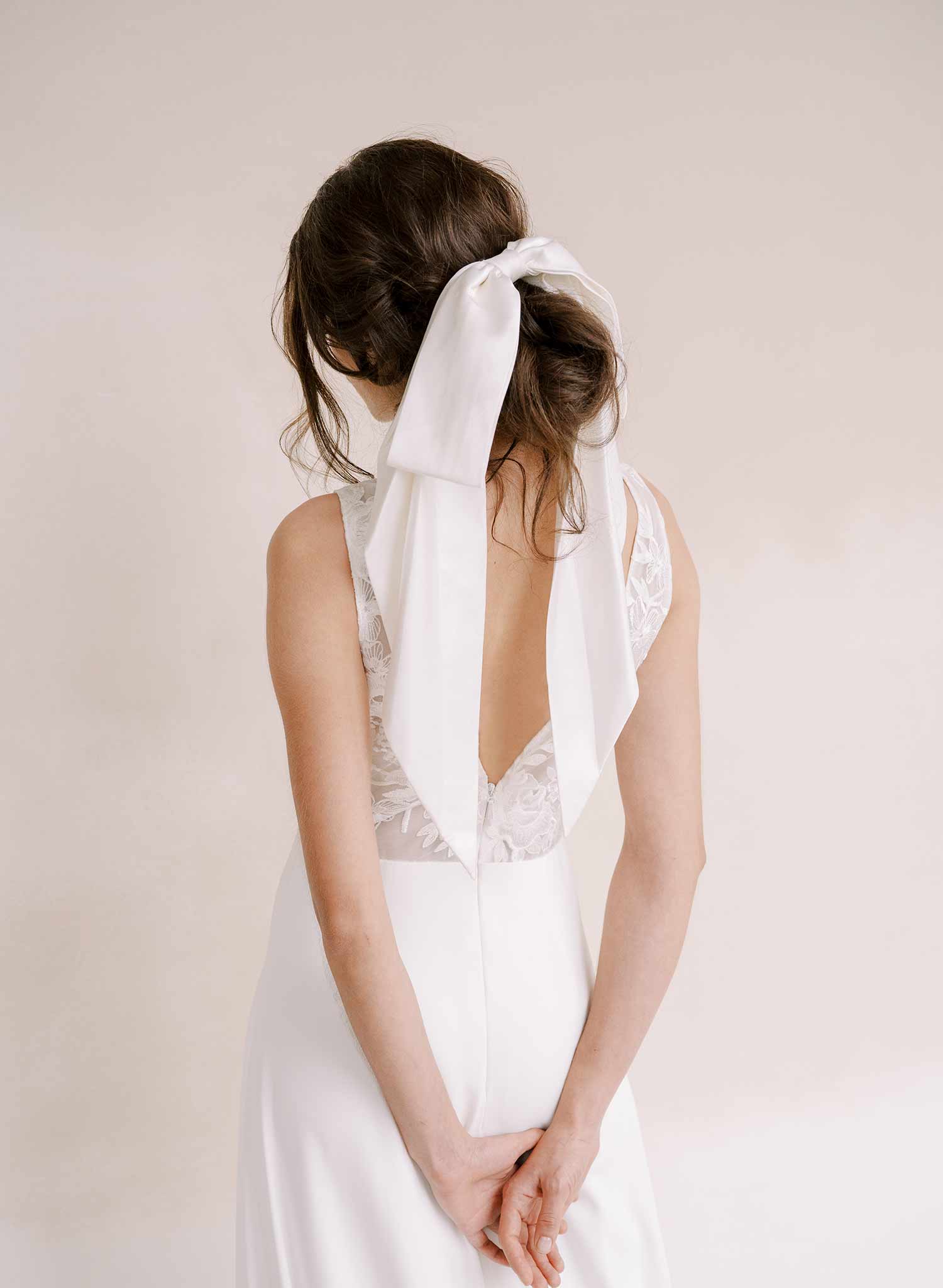 Drapey silk bridal bow hair comb - Style #2364
