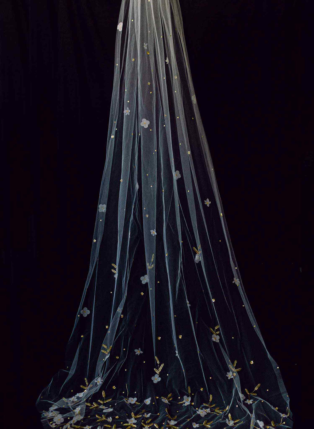 "Floral embroidered bridal train veil, cathedral - Style #2367"