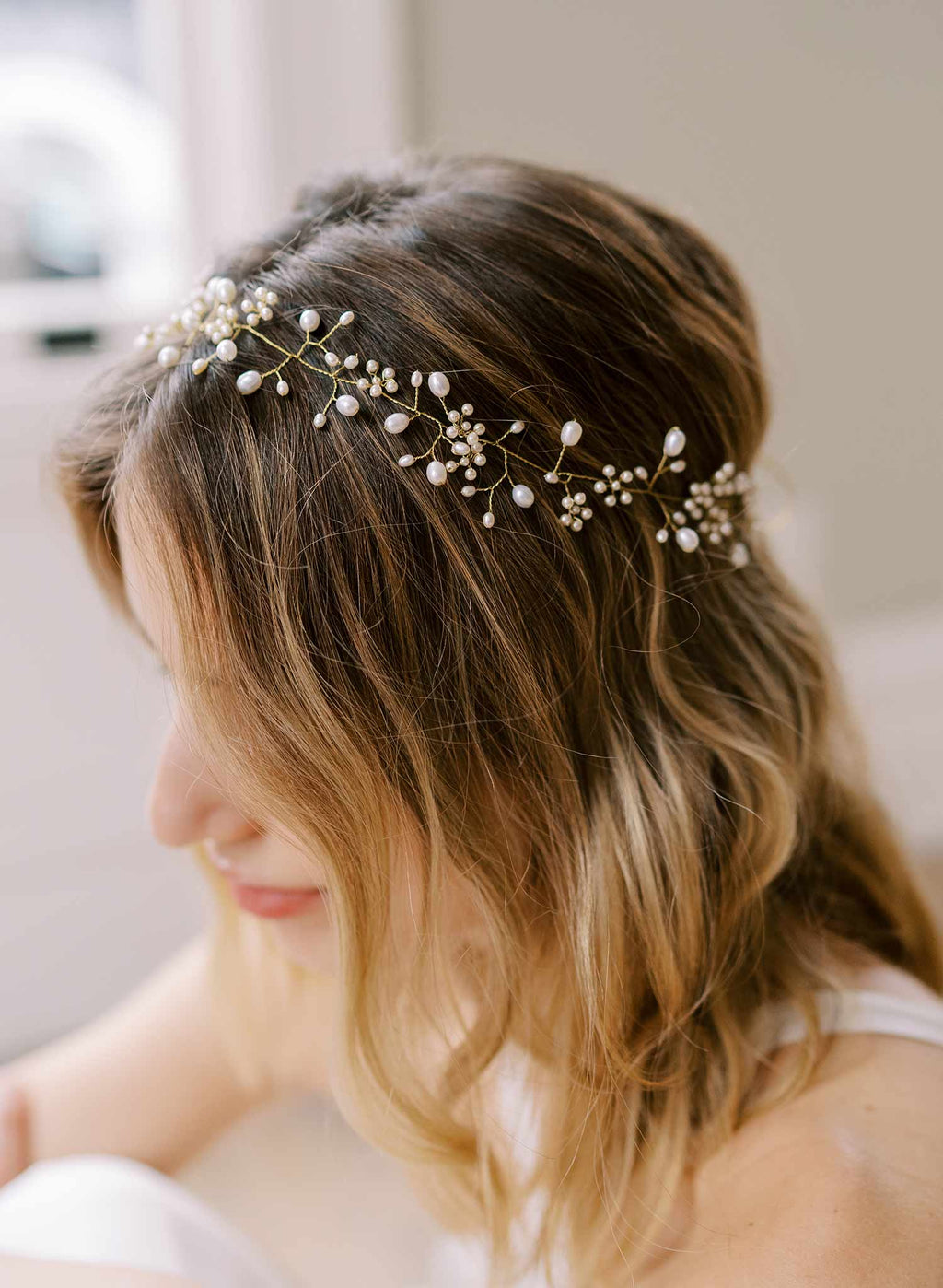 Baby's breath freshwater dainty hair vine - Style #2409