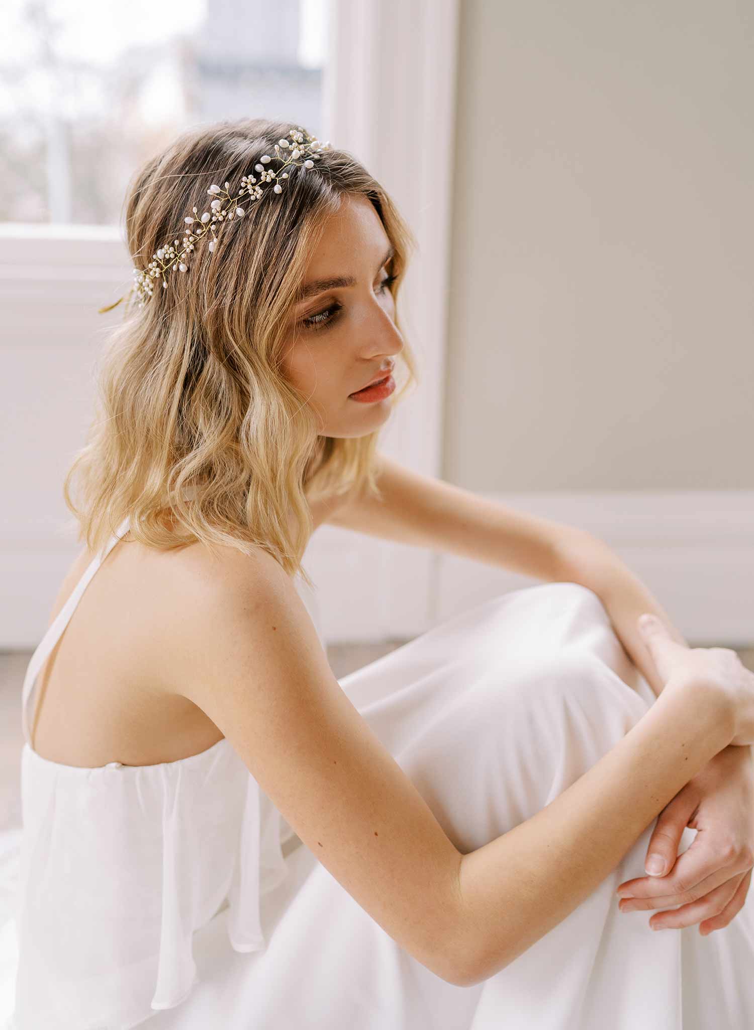 Baby's breath freshwater dainty hair vine - Style #2409