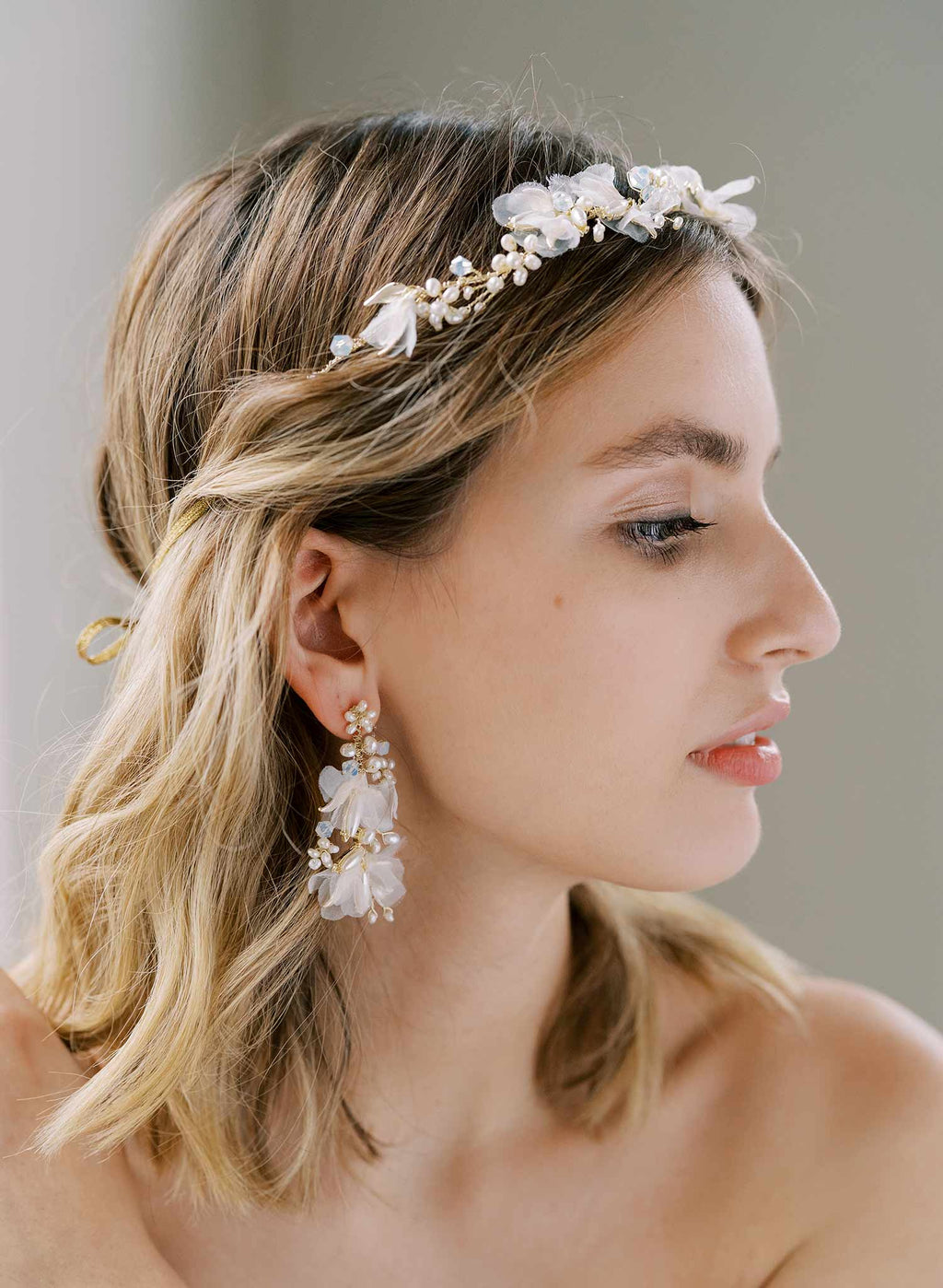 "Pearl burst and silk blossom earrings, large - Style #2434"