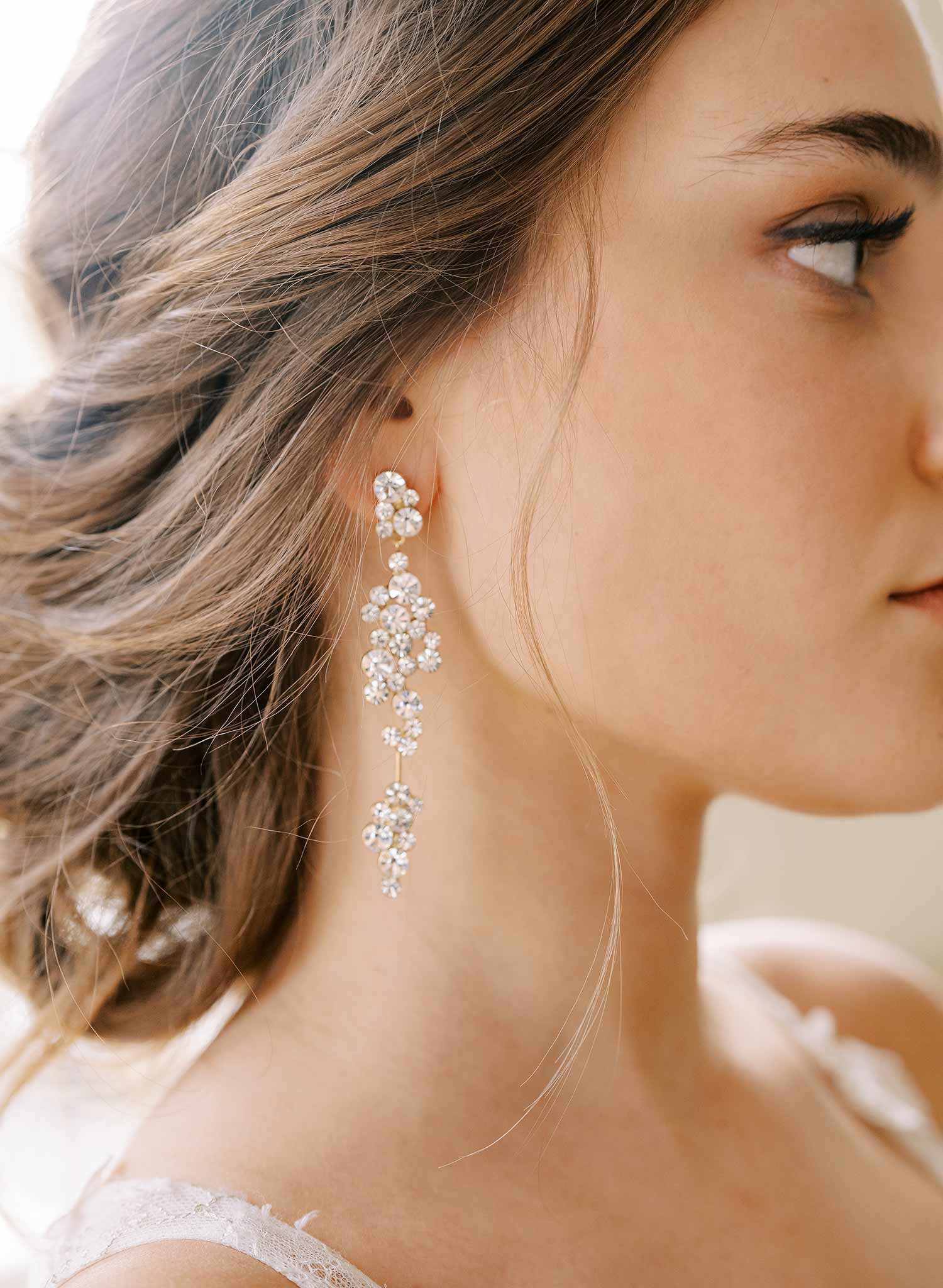 Champagne bubbles linear drop earrings - Style #2437
