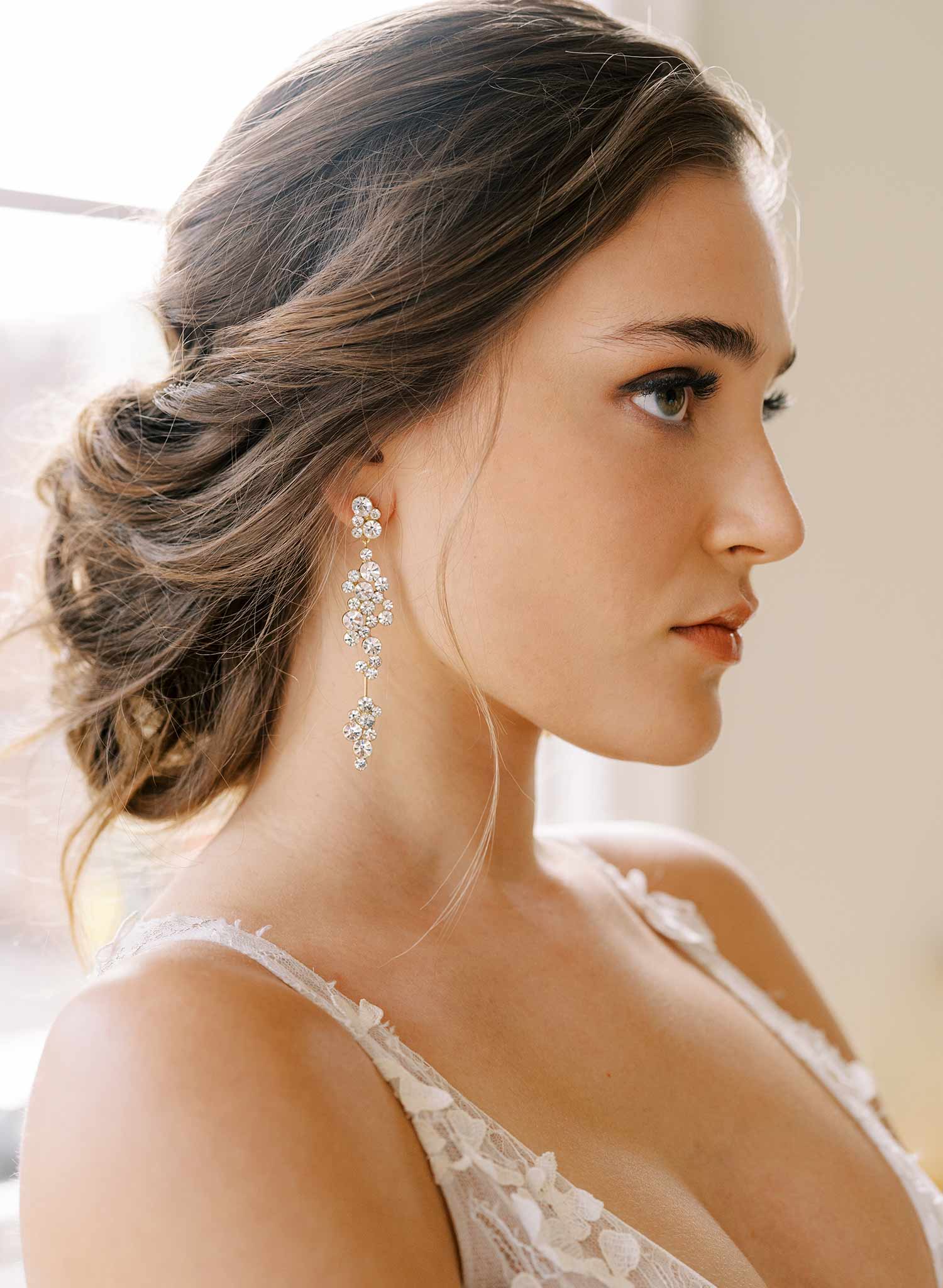 Champagne bubbles linear drop earrings - Style #2437