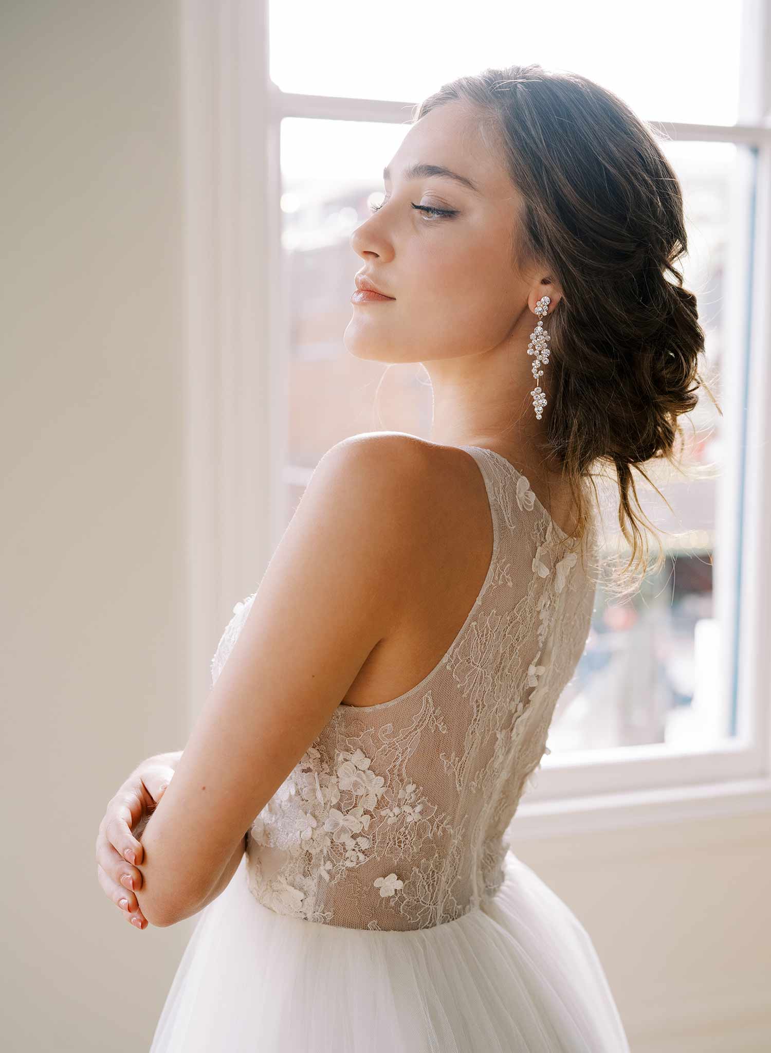 Champagne bubbles linear drop earrings - Style #2437