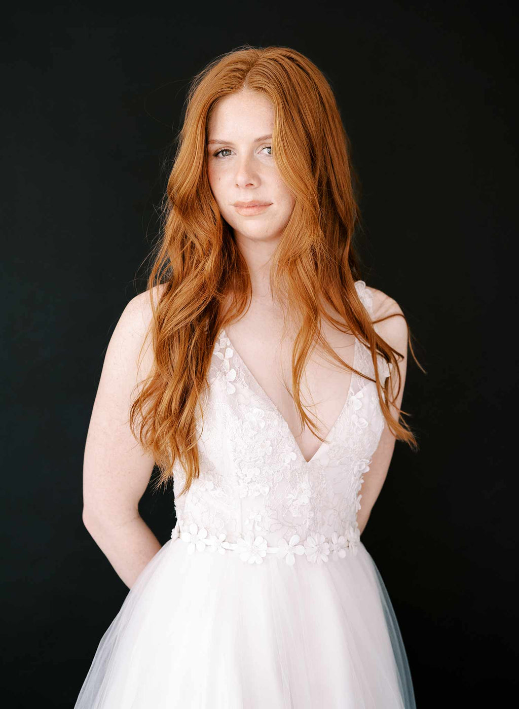 Embroidered primrose blossom bridal sash - Style #2440