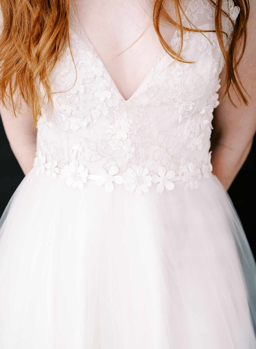 Embroidered primrose blossom bridal sash - Style #2440