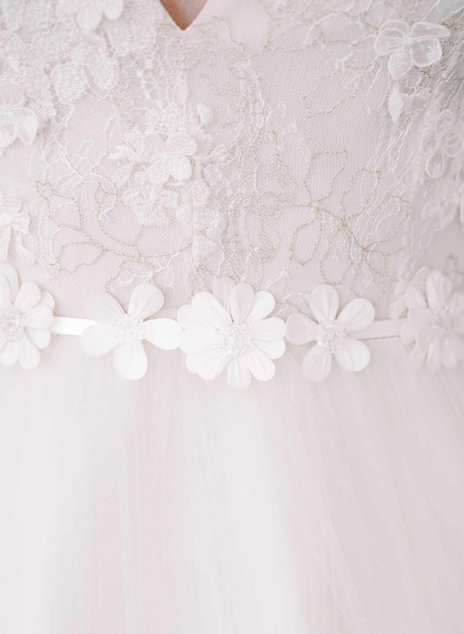 Embroidered primrose blossom bridal sash - Style #2440