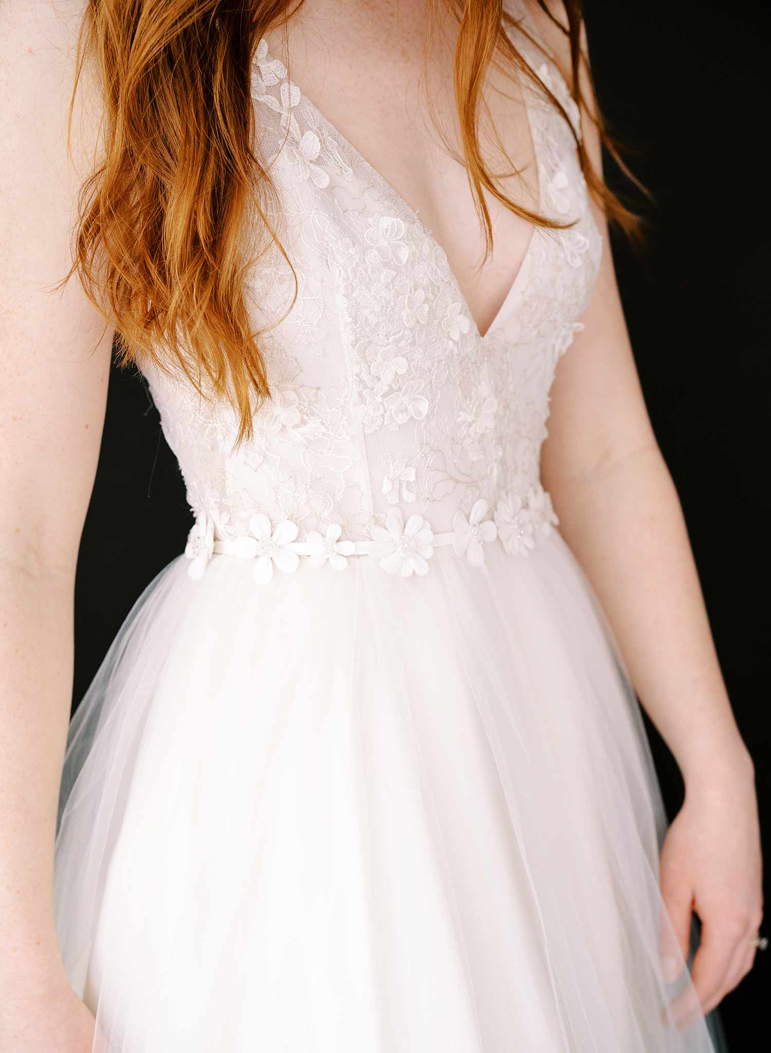 Embroidered primrose blossom bridal sash - Style #2440