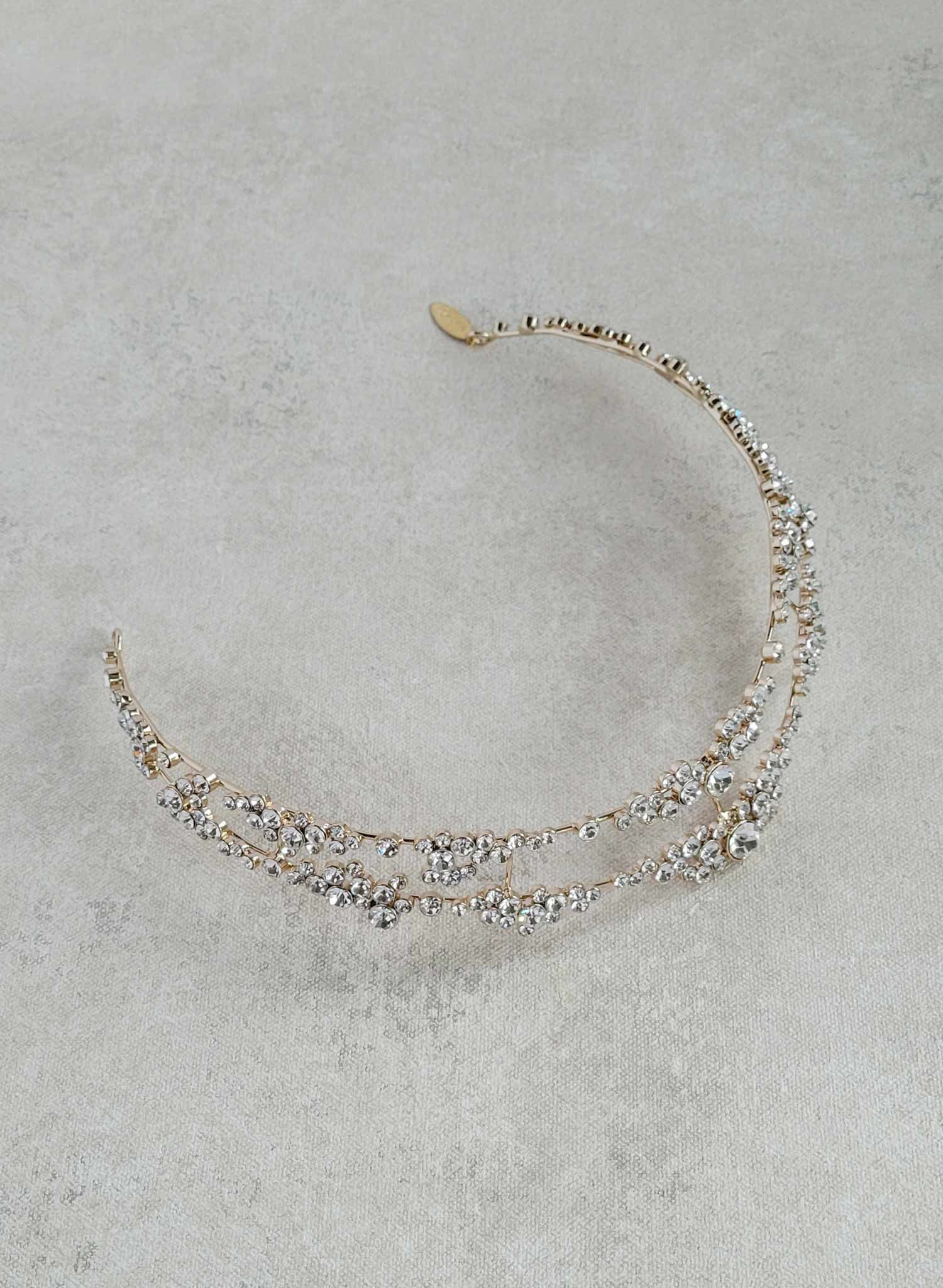 "Crystal champagne bubbles inspired bridal crown, tiara. Silver or Gold. By Twigs & Honey"