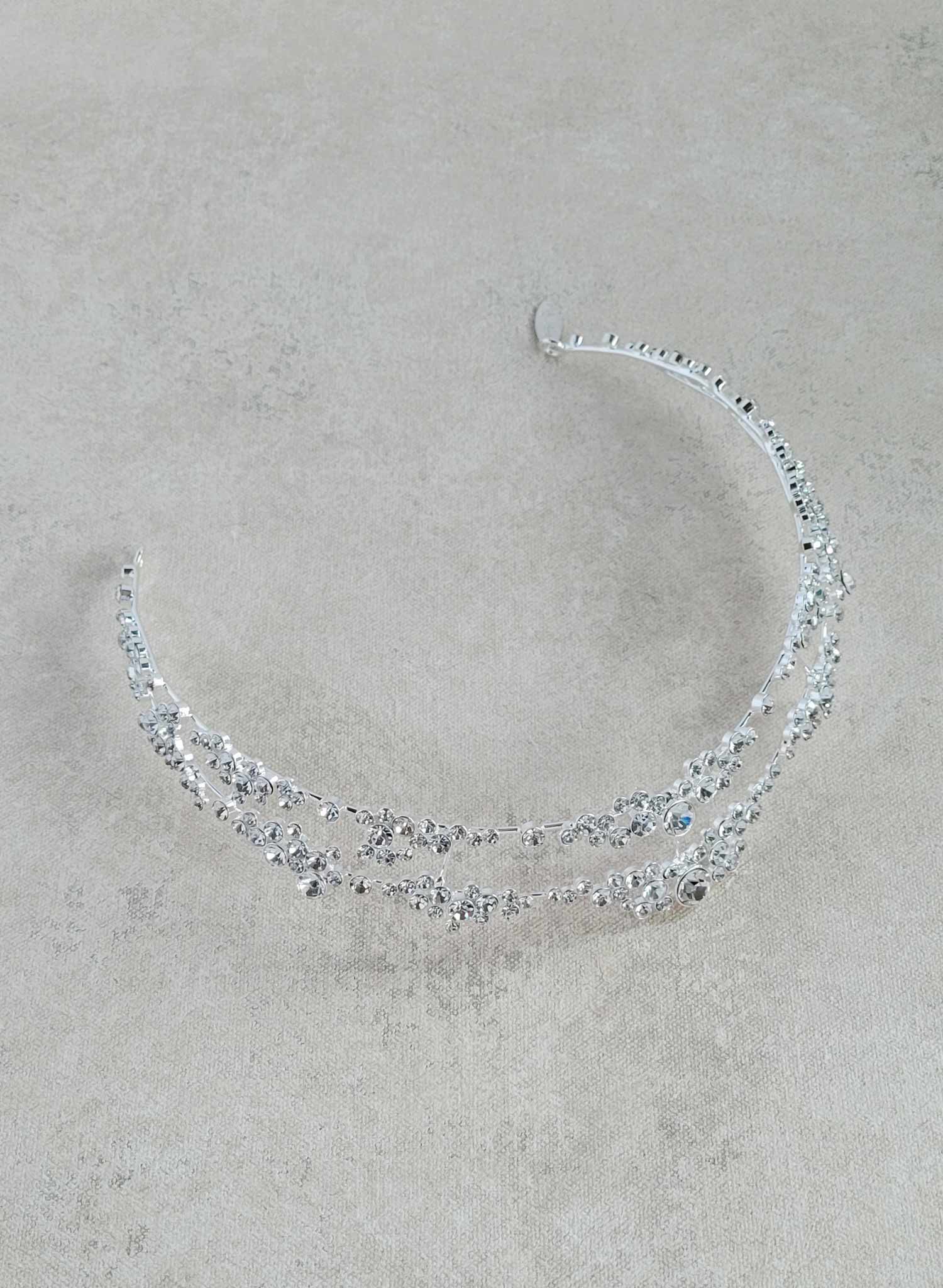 "Crystal champagne bubbles inspired bridal crown, tiara. Silver or Gold. By Twigs & Honey"