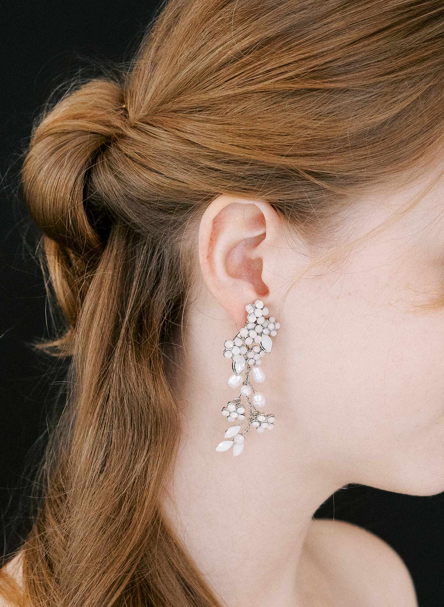 Freshwater pearl and crystal branch earrings - Style #2512