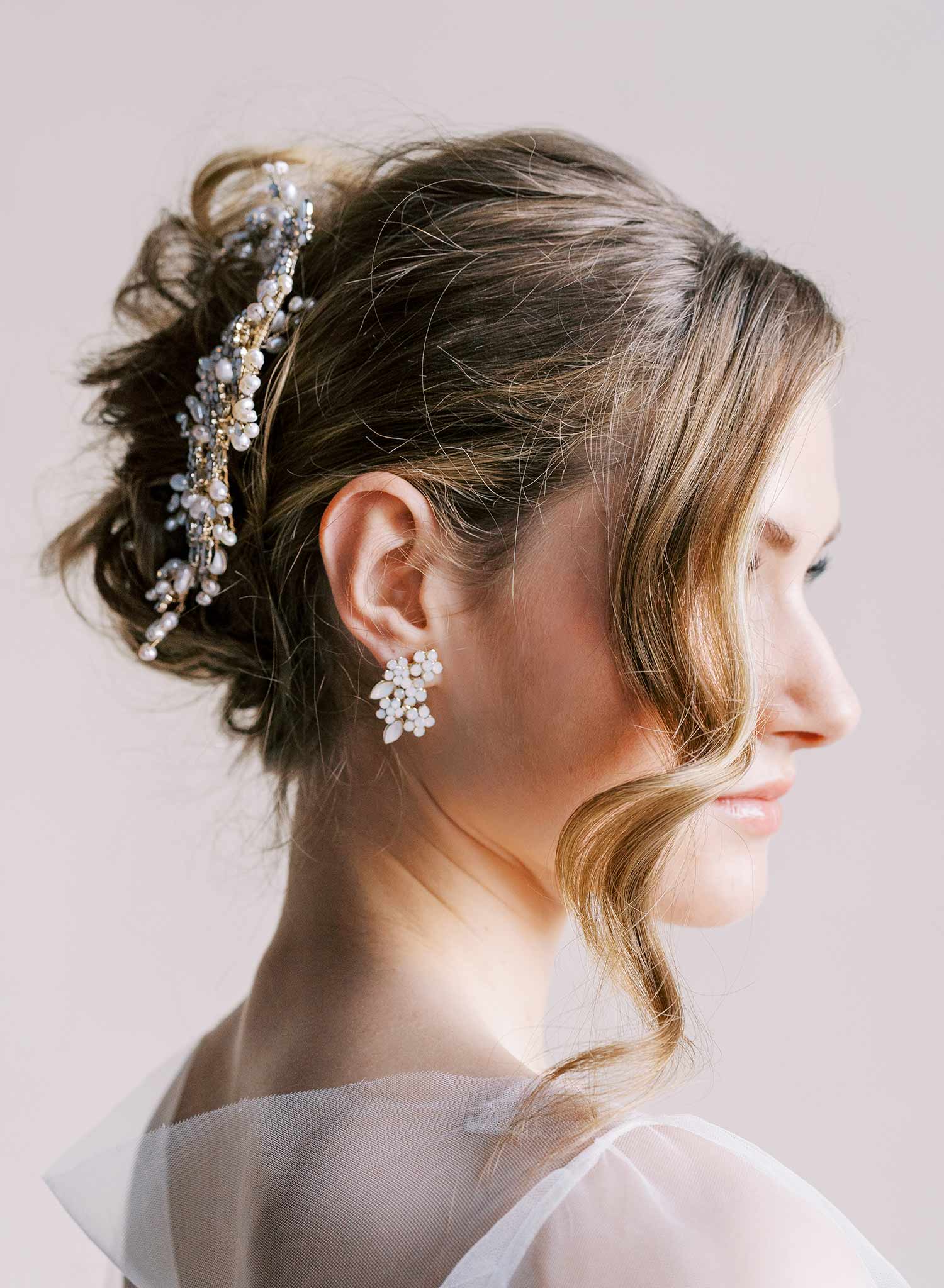 Collected opal and crystal cluster earrings - Style #2514