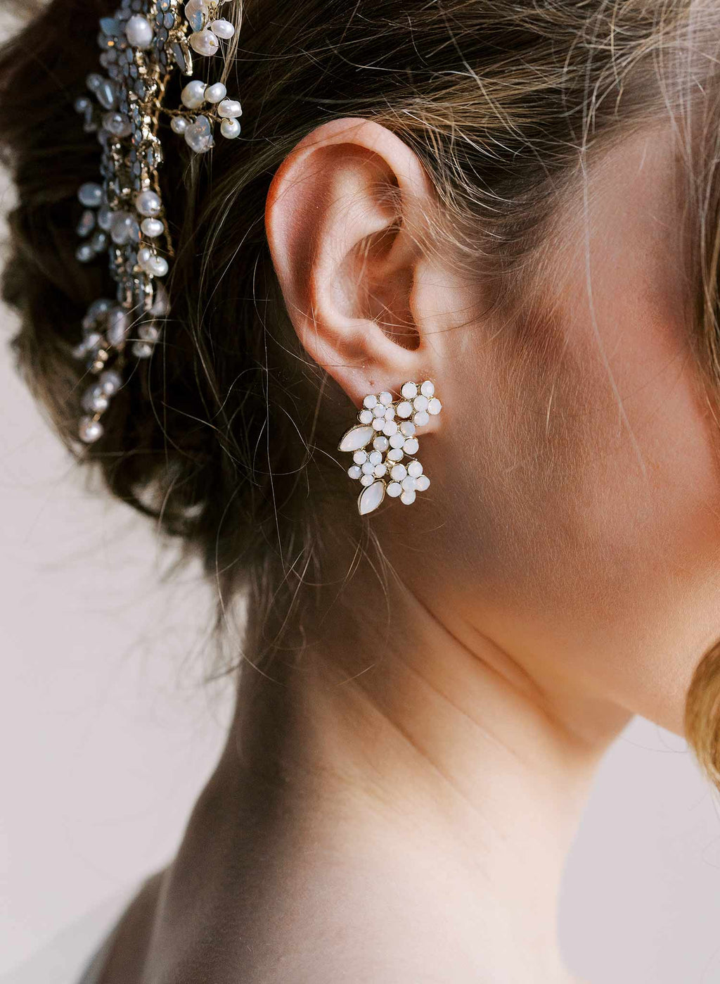 Collected opal and crystal cluster earrings - Style #2514