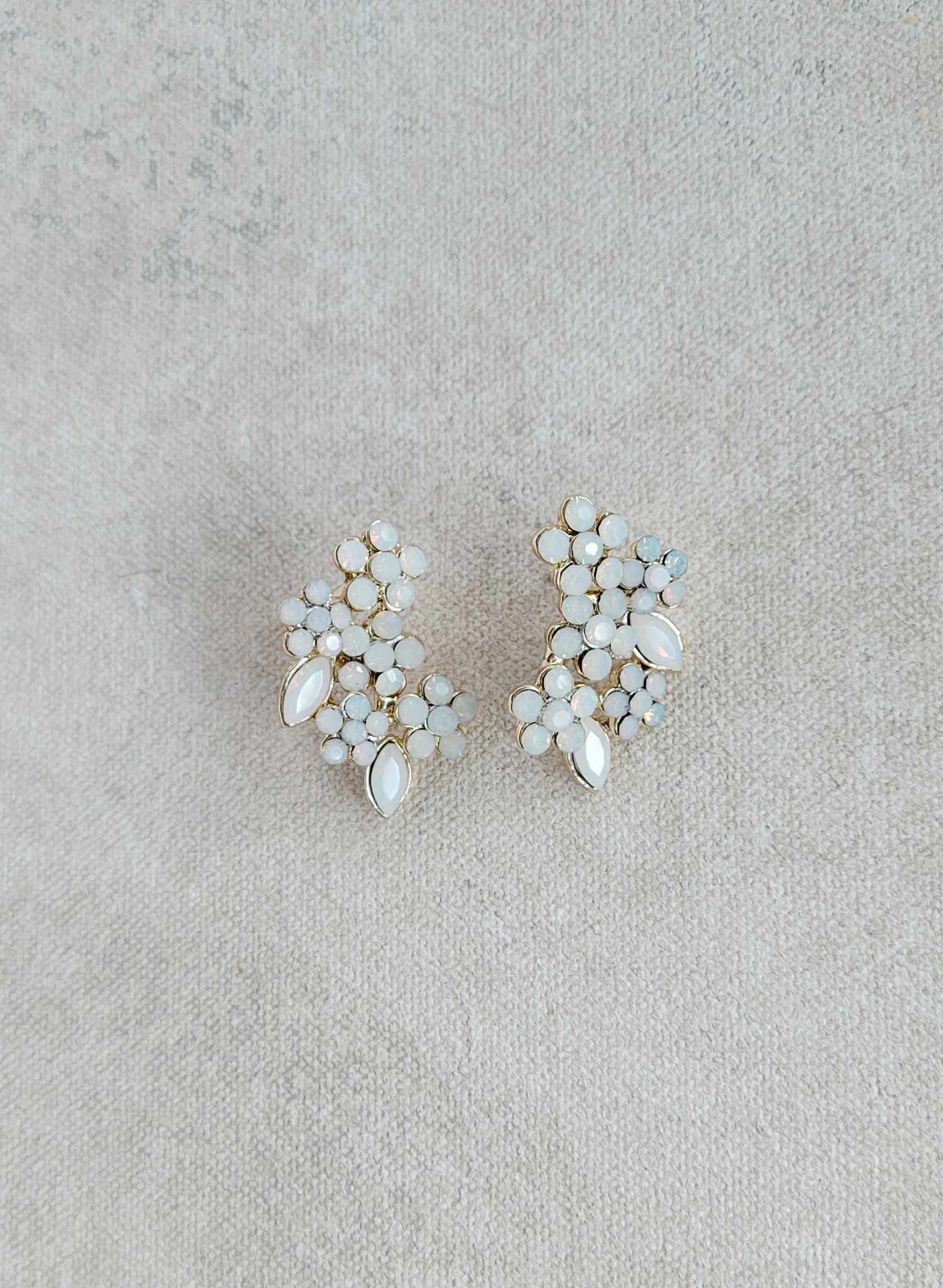 Collected opal and crystal cluster earrings - Style #2514