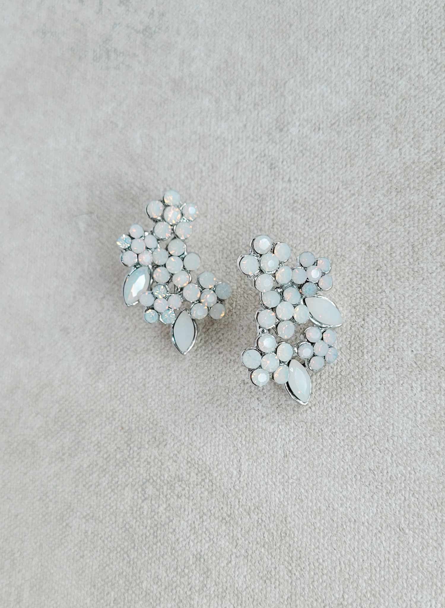 Collected opal and crystal cluster earrings - Style #2514