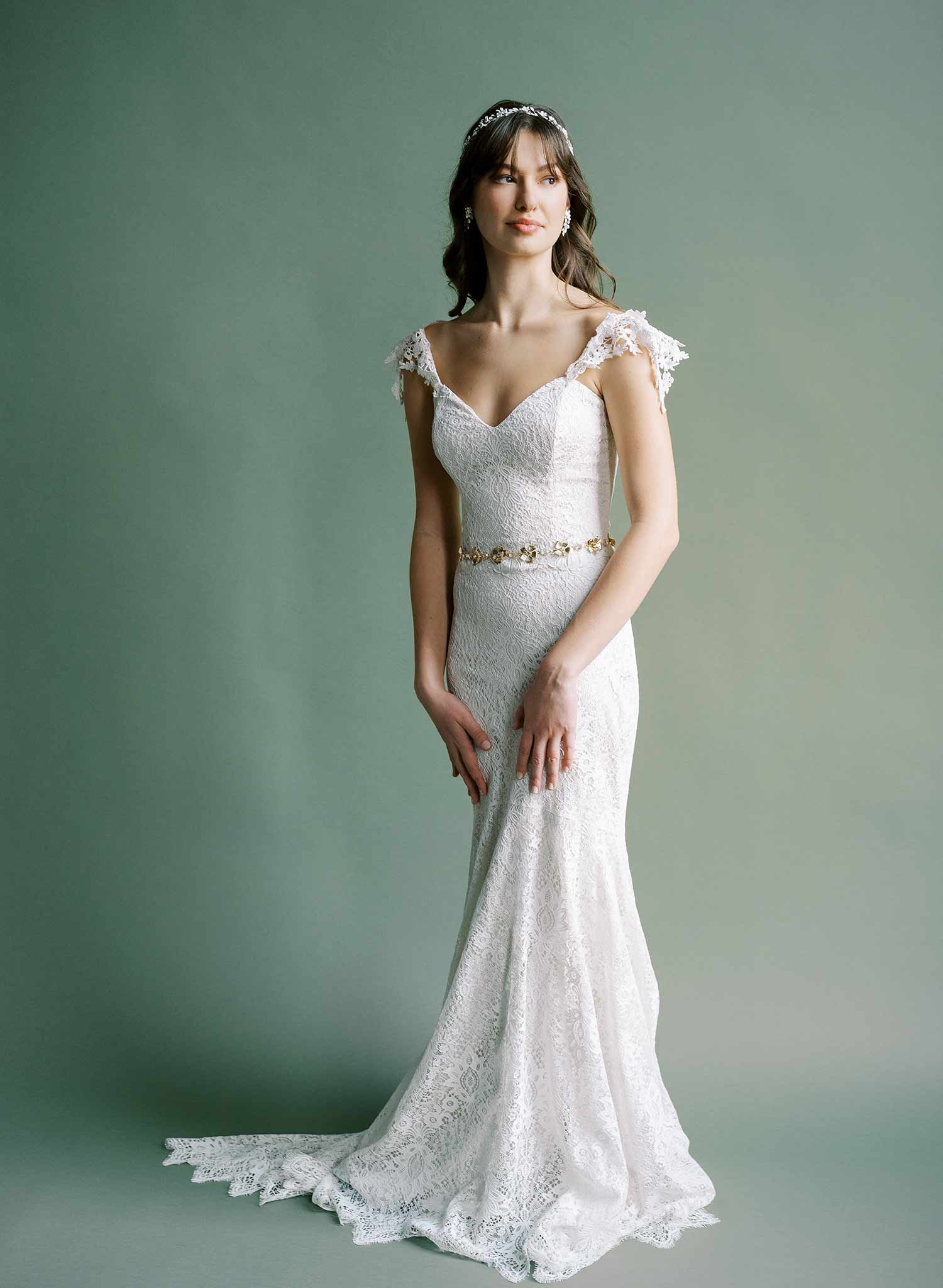 Curled petals and crystals bridal sash - Style #2515