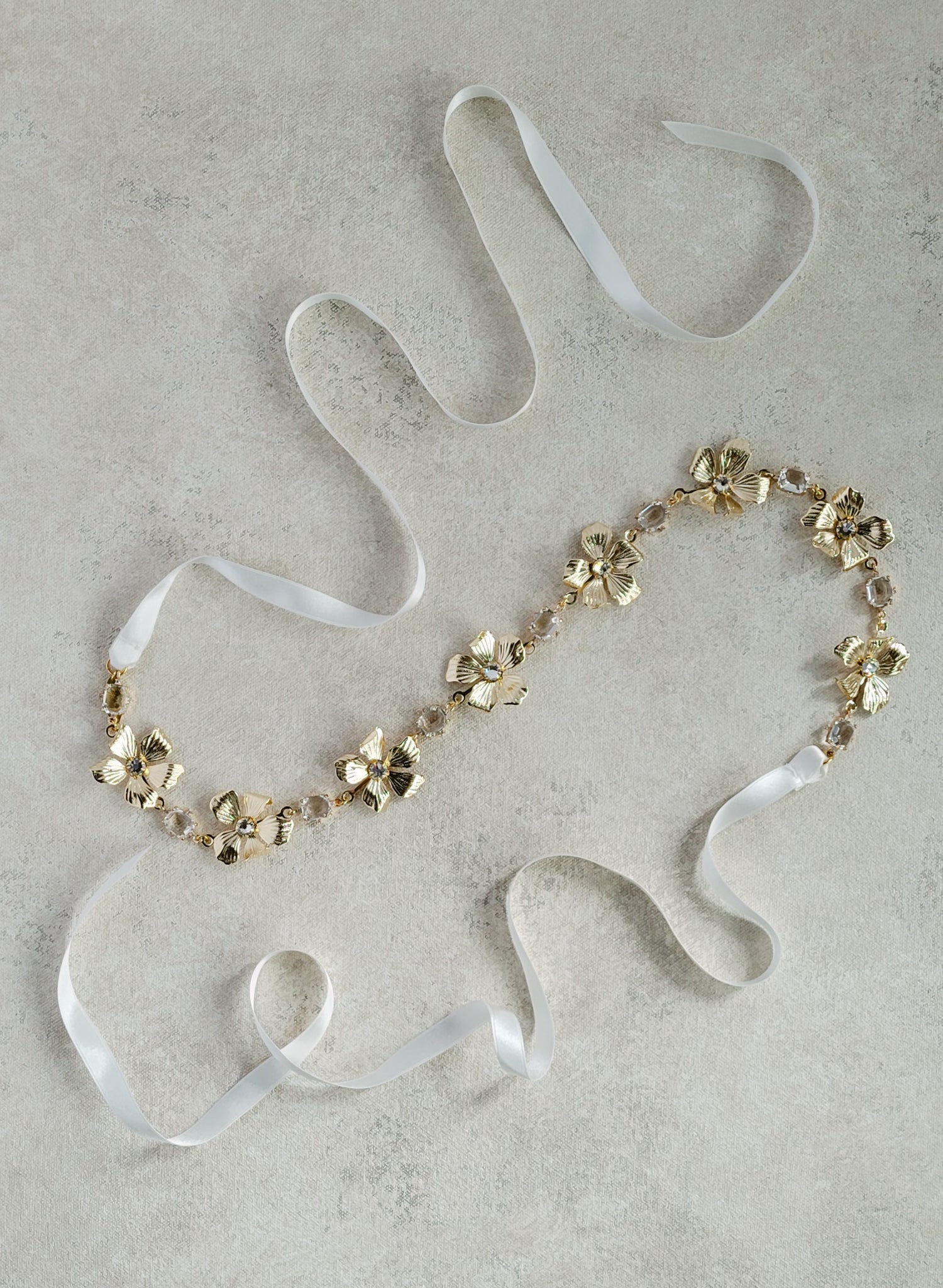 Curled petals and crystals bridal sash - Style #2515