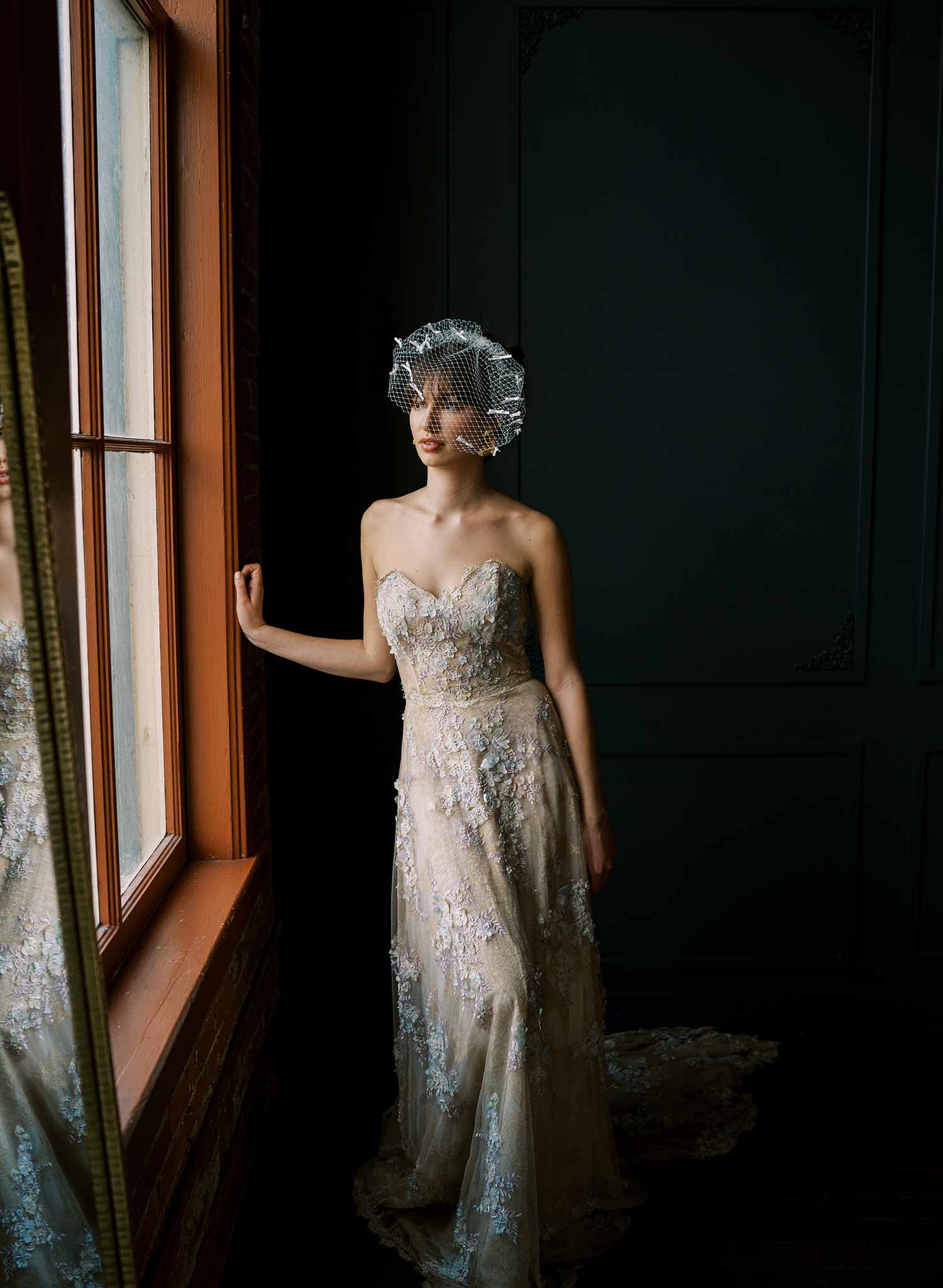 Coquette silk bow birdcage veil - Style #2527