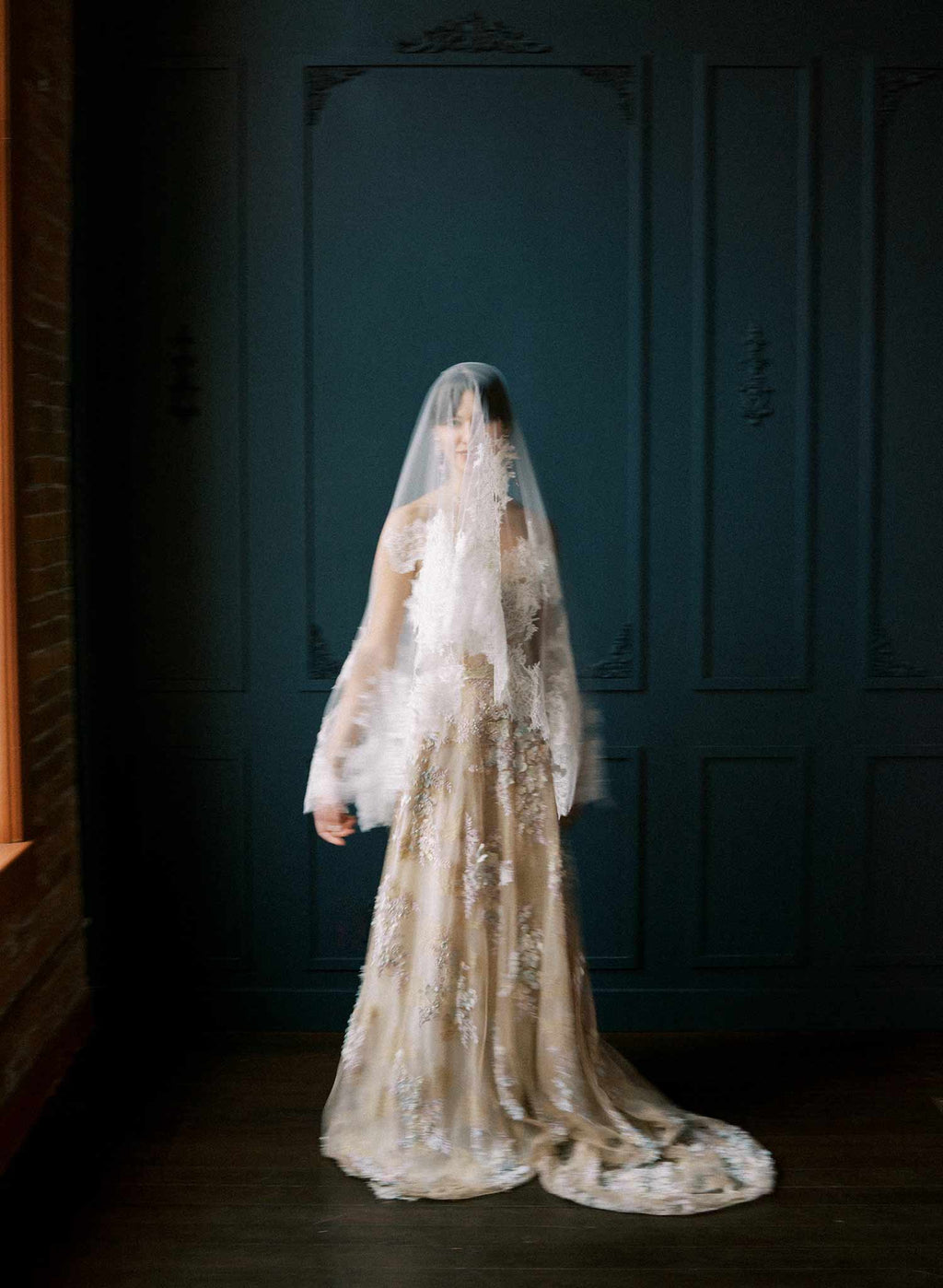 Abstract lace edge bridal veil - Style #2528