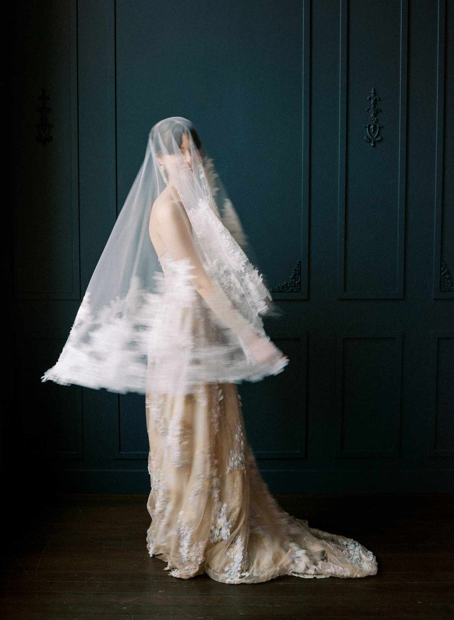 Abstract lace edge bridal veil - Style #2528