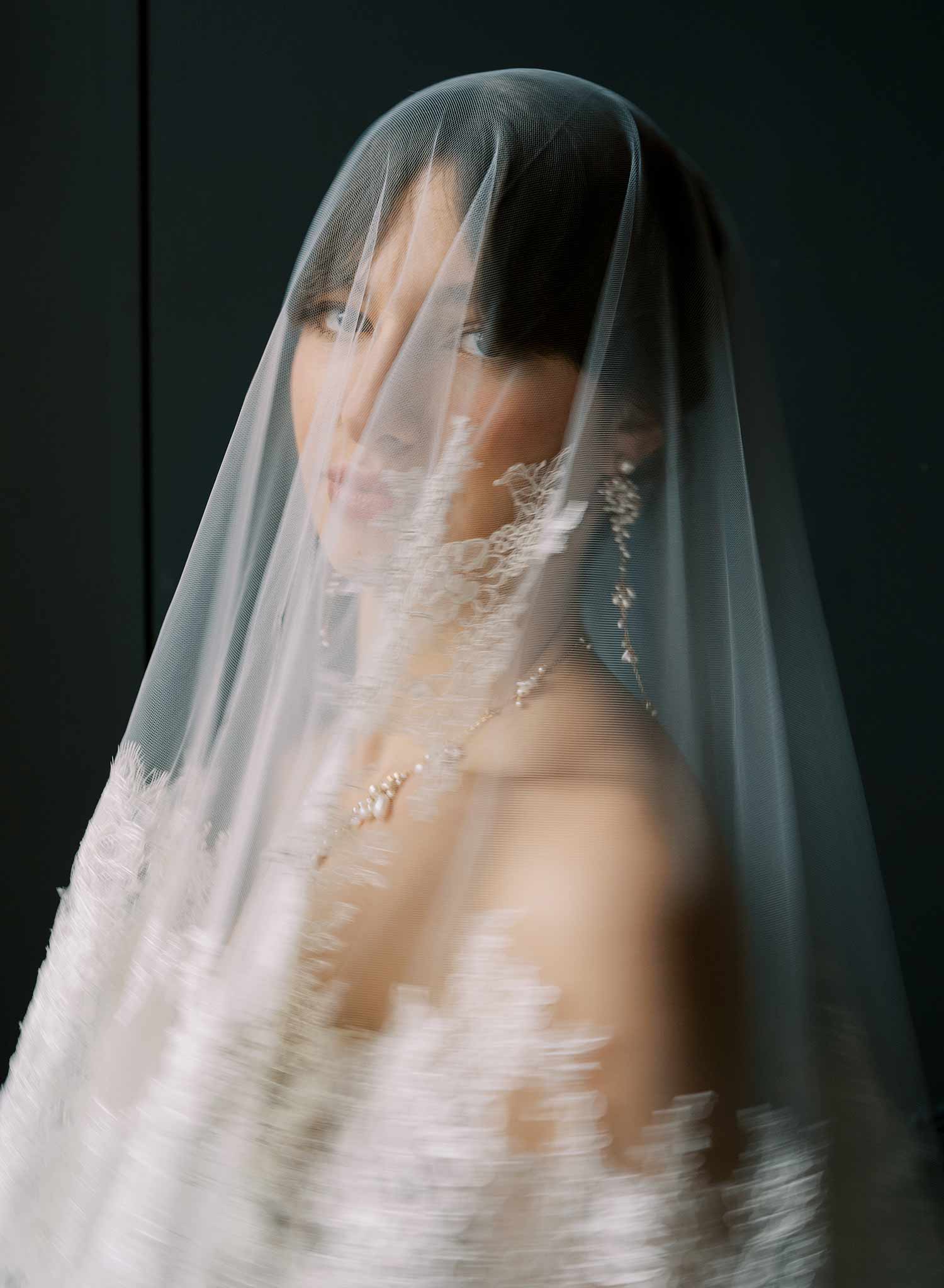 Abstract lace edge bridal veil - Style #2528
