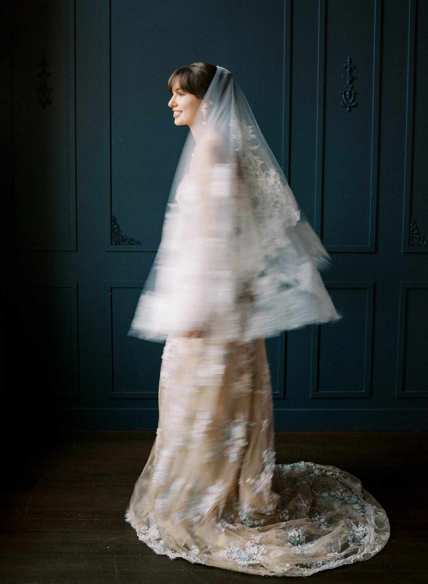 Abstract lace edge bridal veil - Style #2528