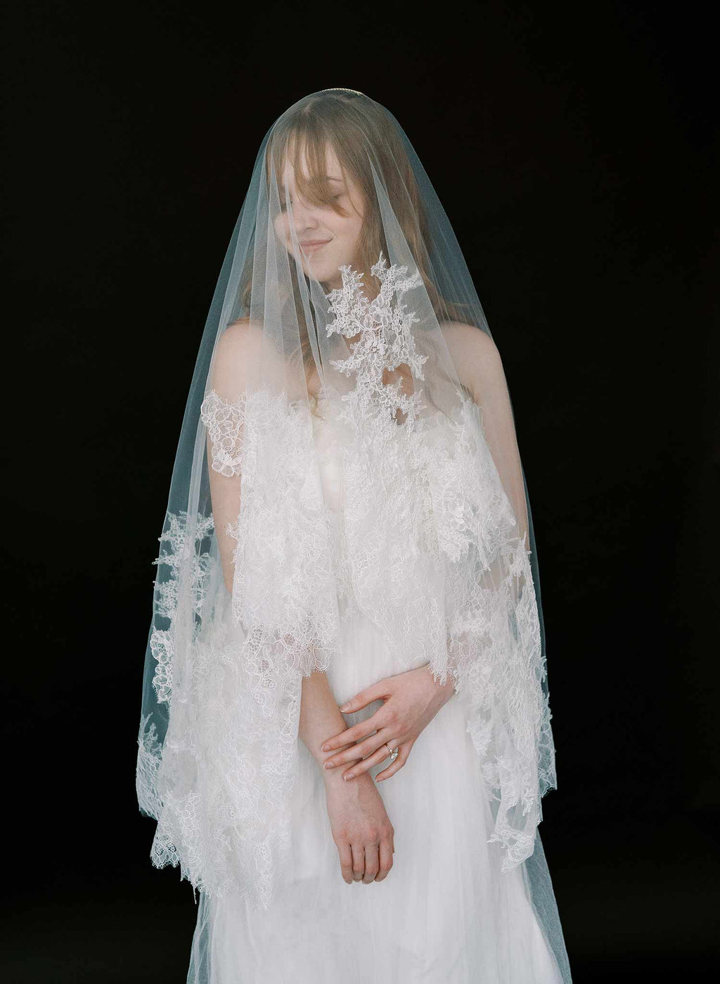 Abstract lace edge bridal veil - Style #2528