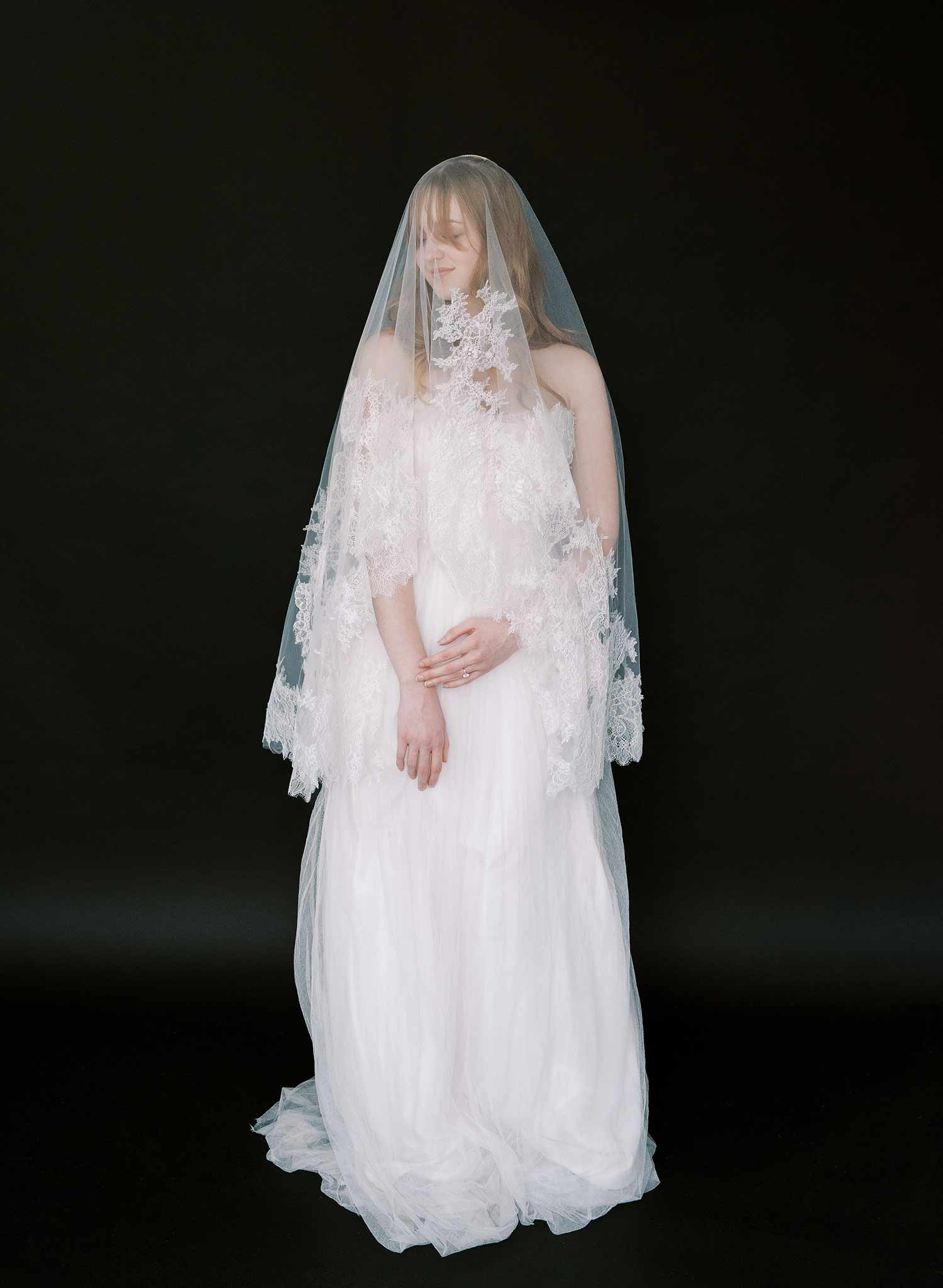 Abstract lace edge bridal veil - Style #2528
