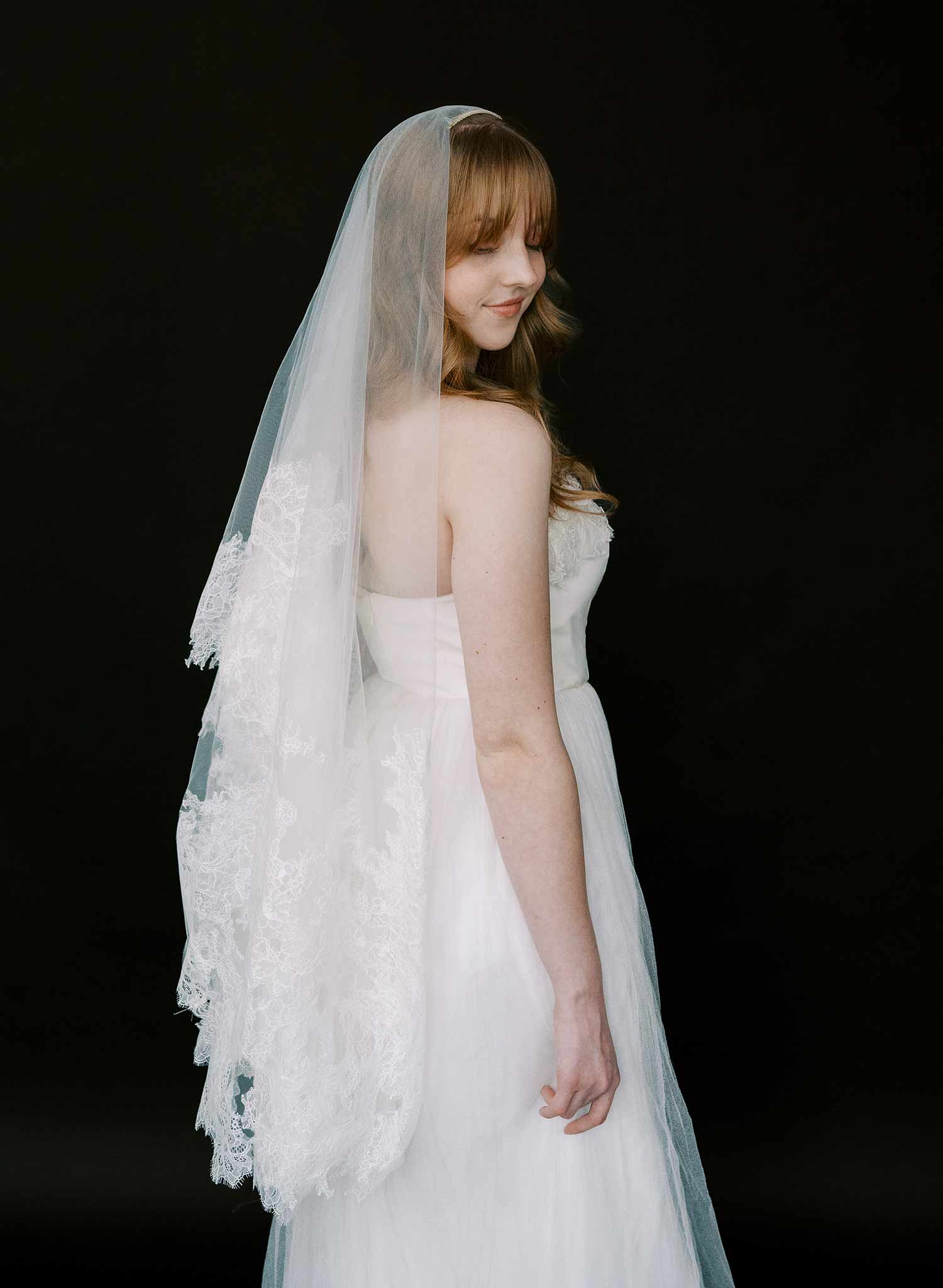 Abstract lace edge bridal veil - Style #2528