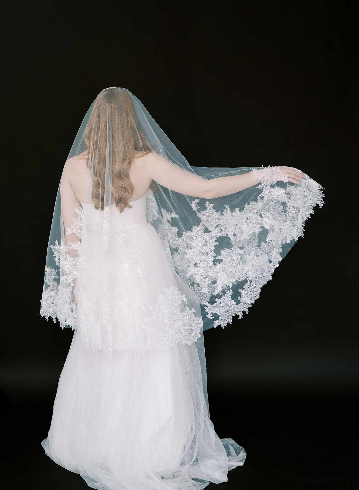 Abstract lace edge bridal veil - Style #2528