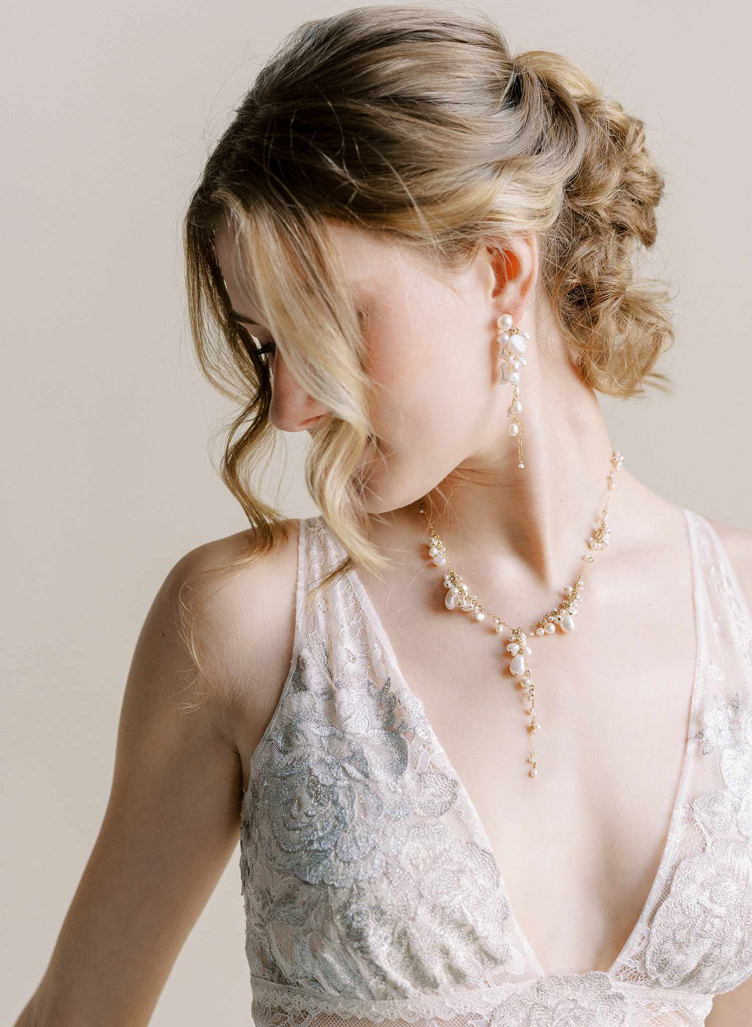 Clustered freshwater pearl bridal necklace - Style #2550