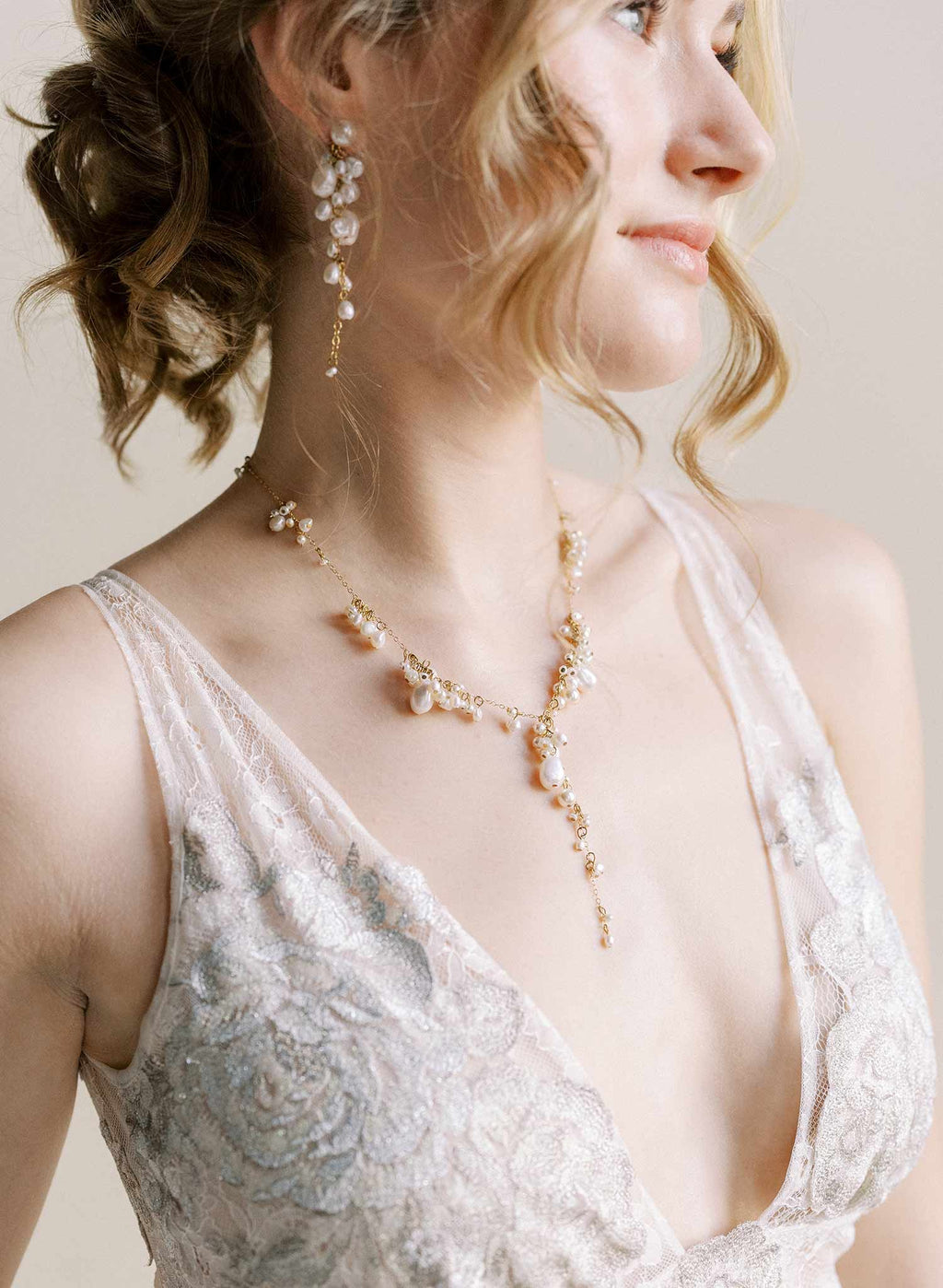 Clustered freshwater pearl bridal necklace - Style #2550