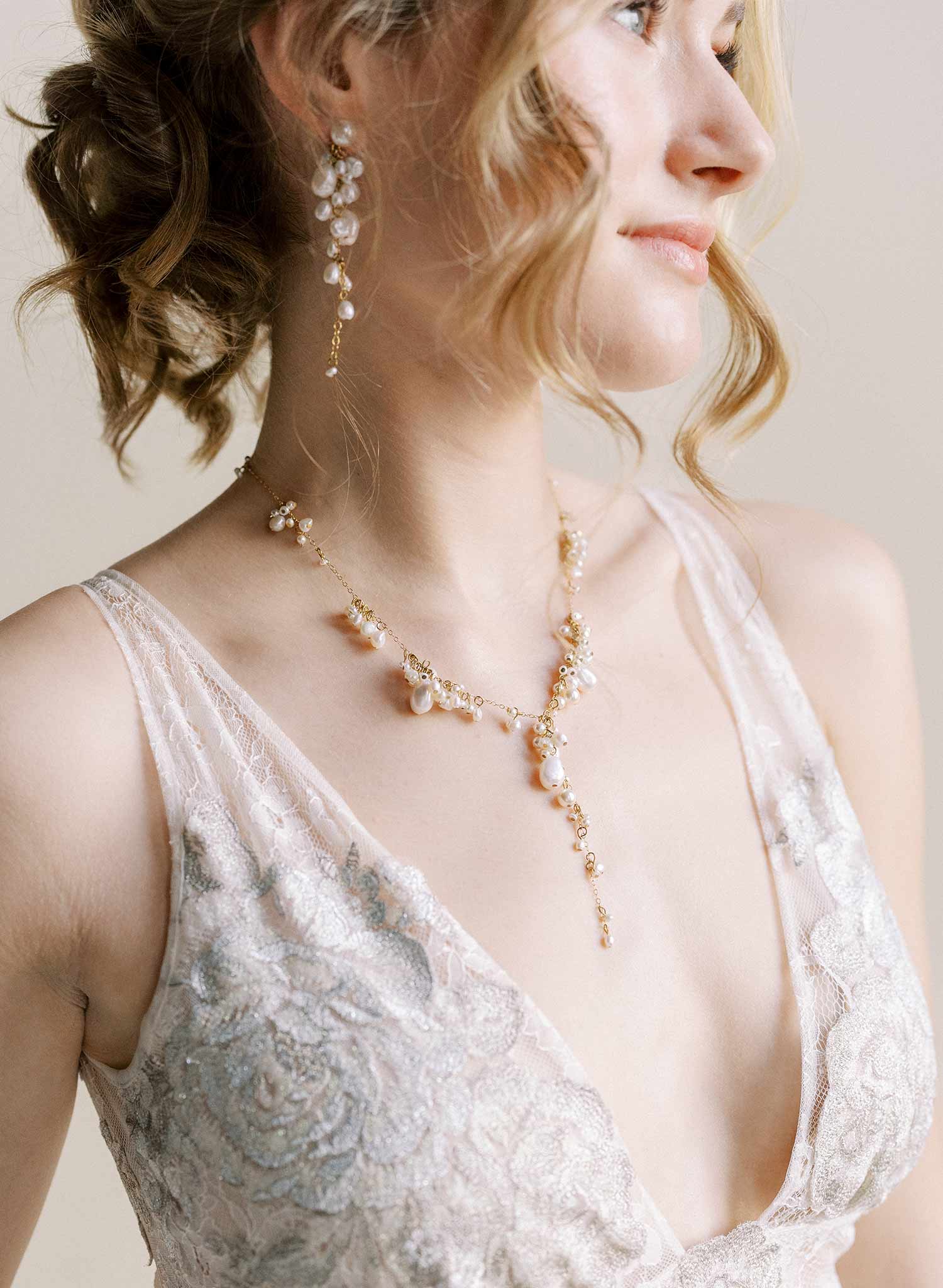 Clustered freshwater pearl bridal necklace - Style #2550