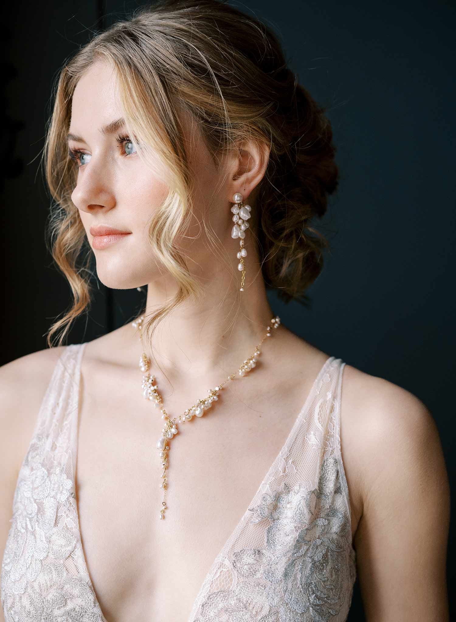 Clustered freshwater pearl bridal necklace - Style #2550