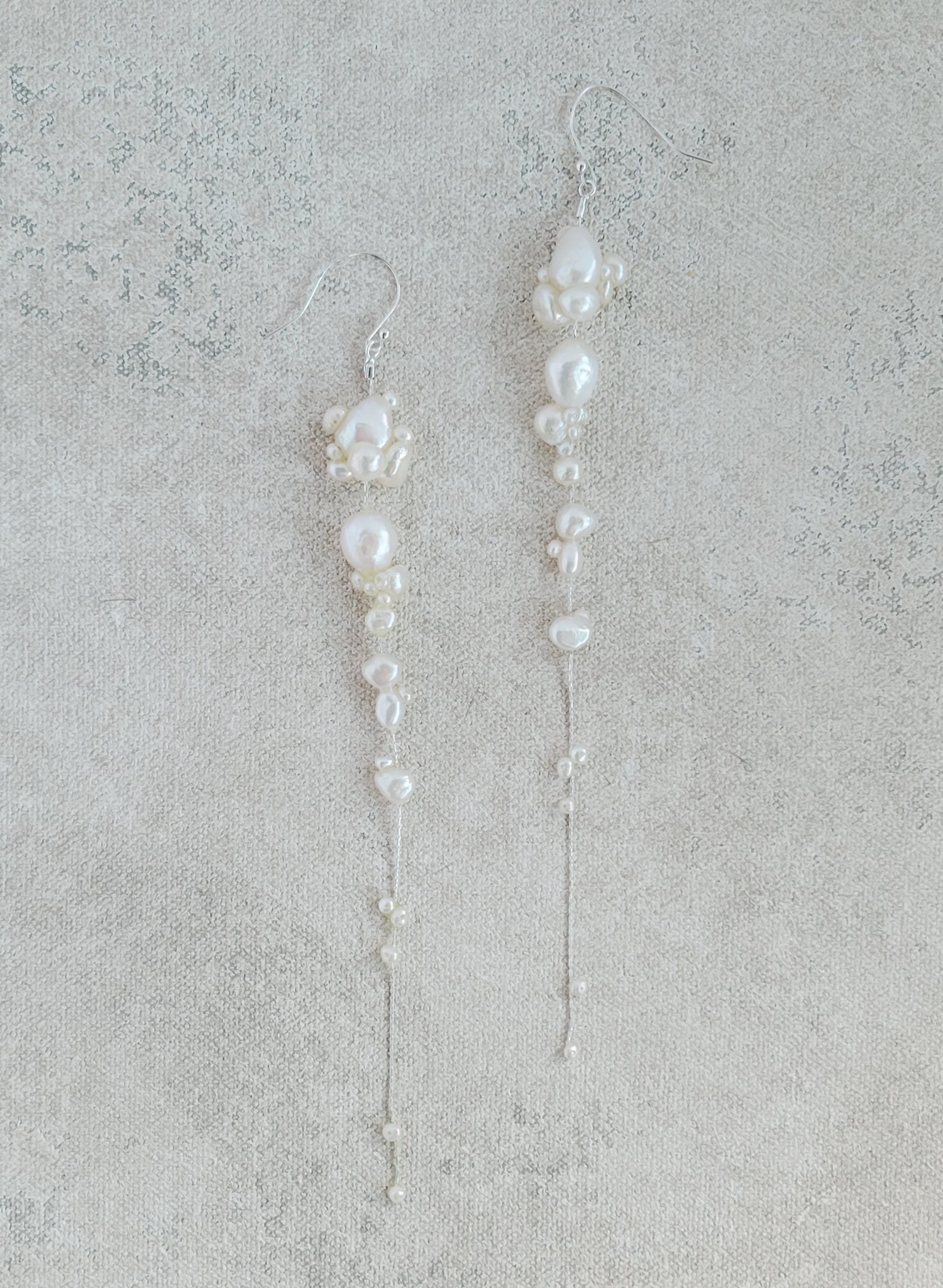 Clustered freshwater pearl tendril earrings - Style #2544
