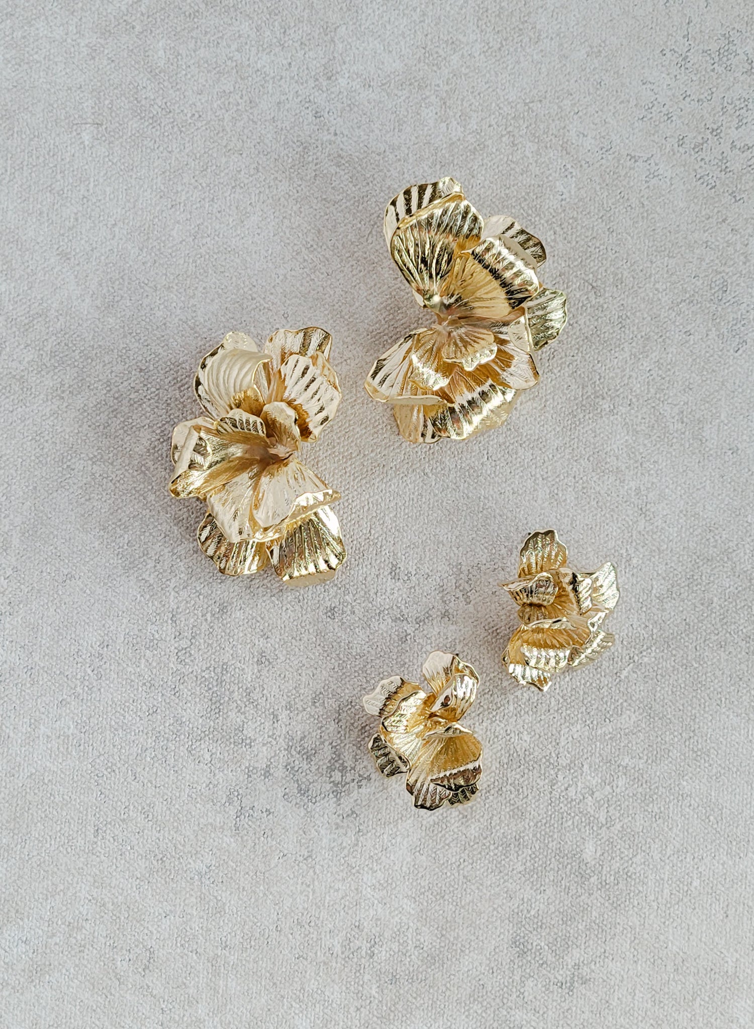 "Abstract gilded magnolia earrings, large - Style #2546"