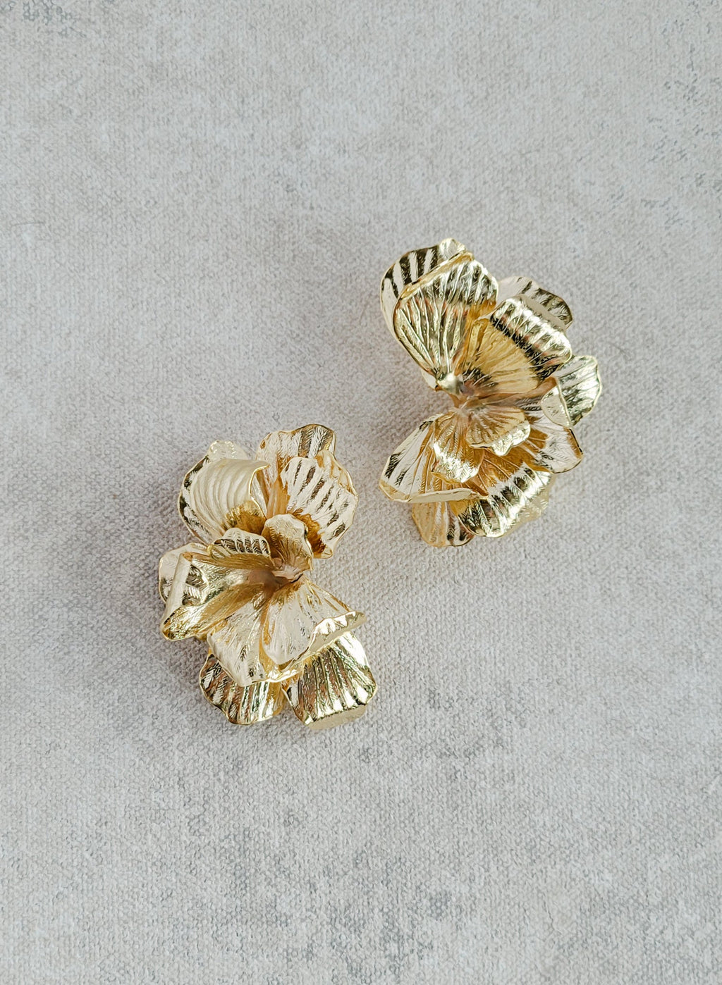 "Abstract gilded magnolia earrings, large - Style #2546"