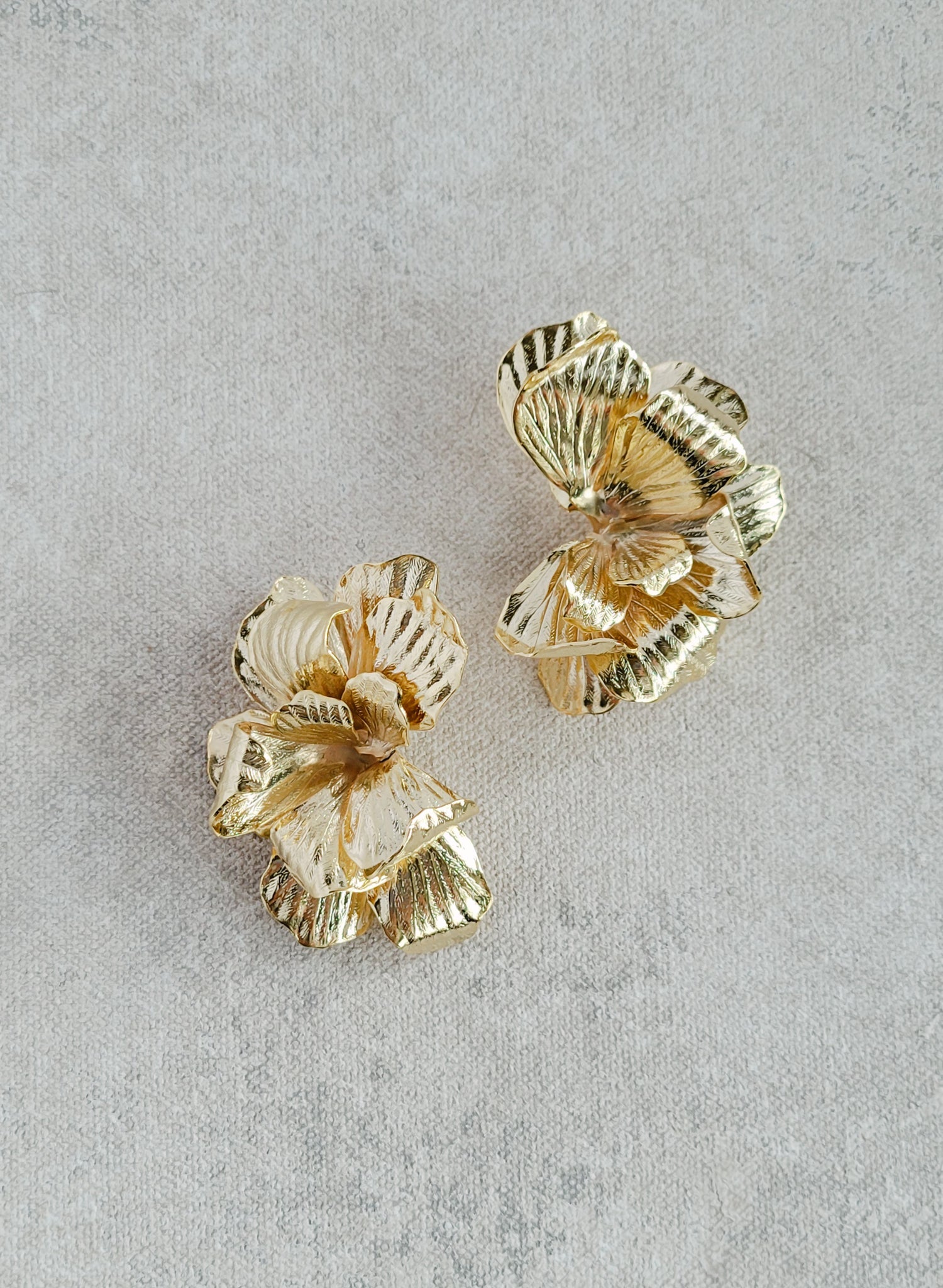"Abstract gilded magnolia earrings, large - Style #2546"