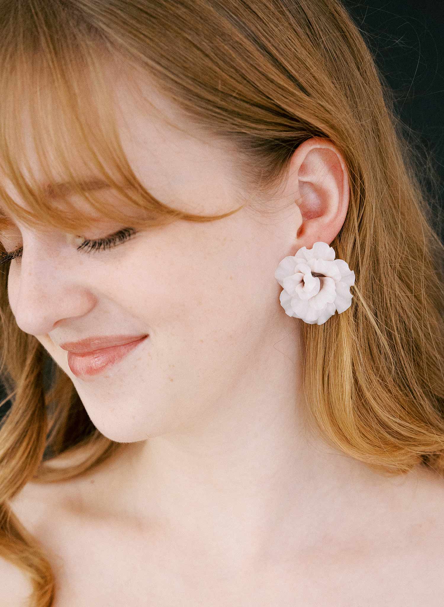 Decadent peony bridal earrings - Style #2549