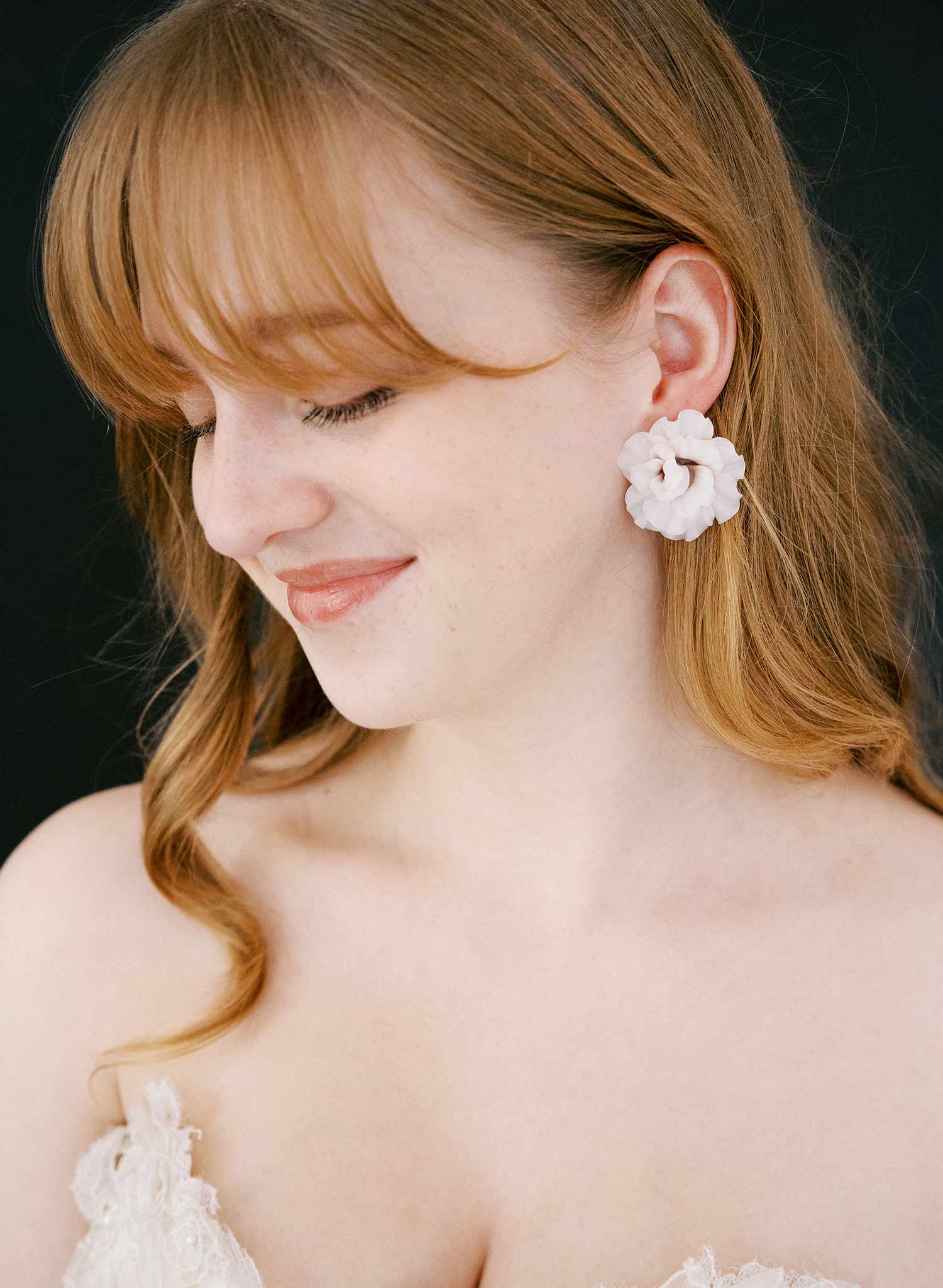 Decadent peony bridal earrings - Style #2549