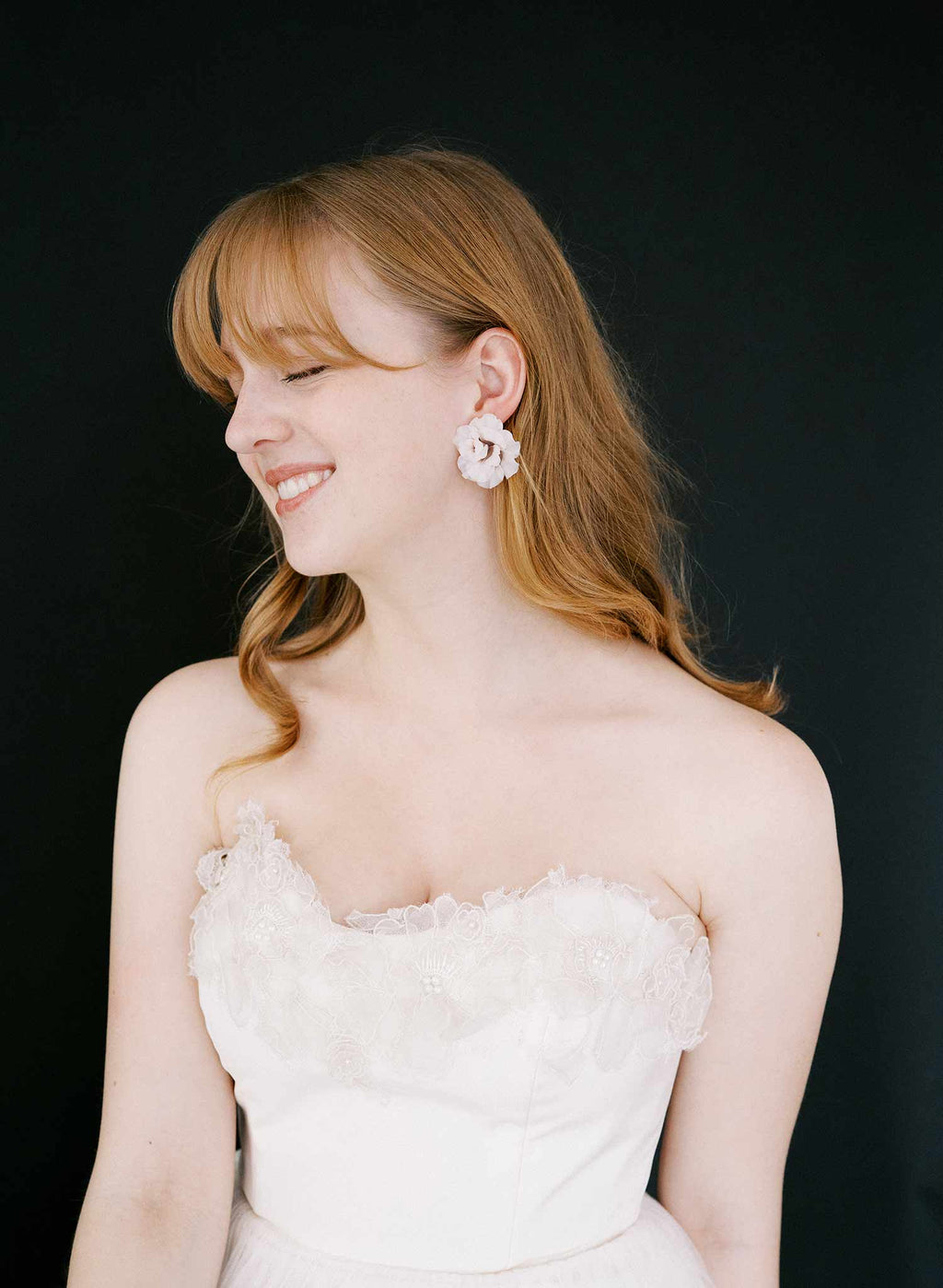 Decadent peony bridal earrings - Style #2549