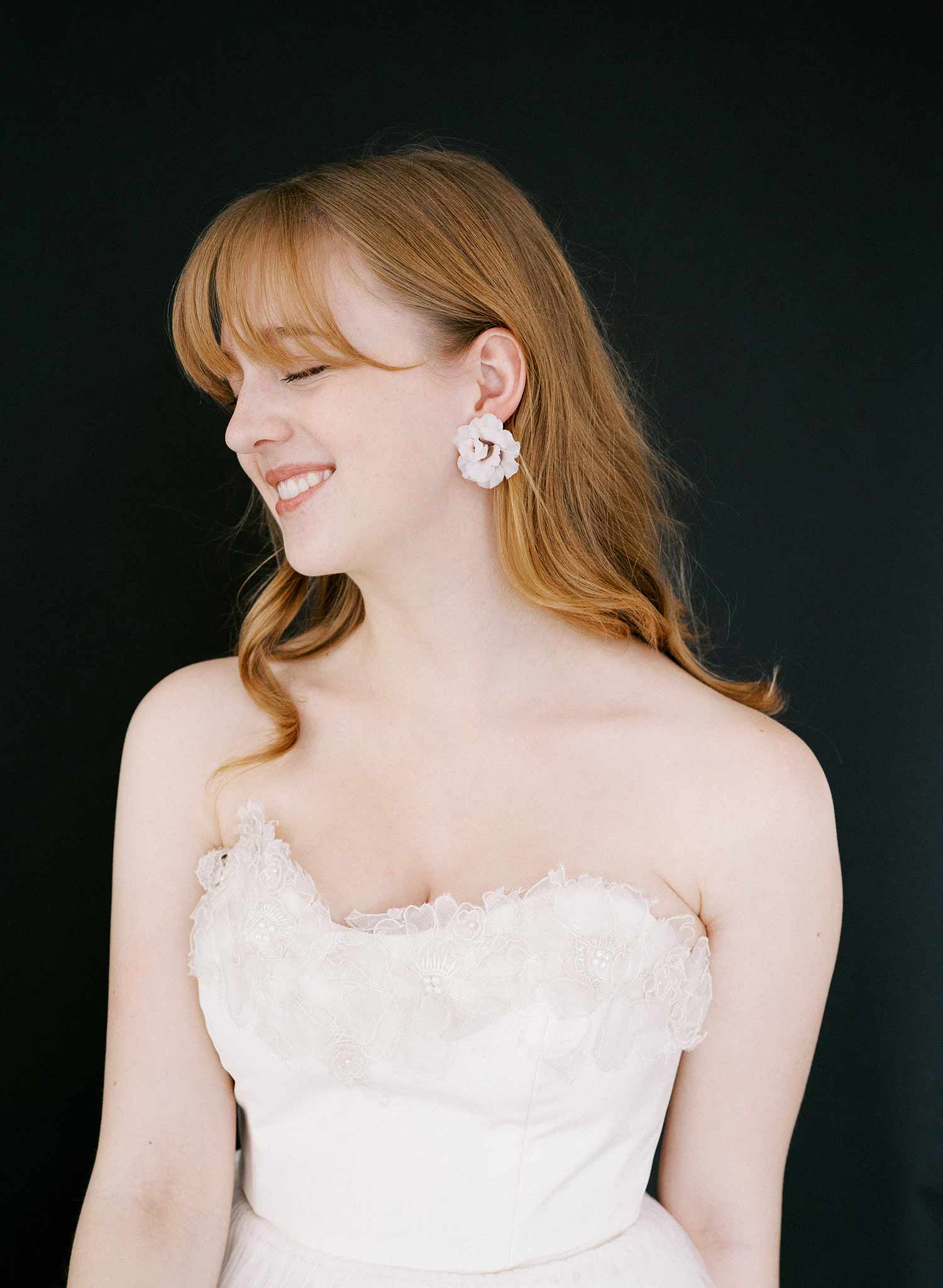 Decadent peony bridal earrings - Style #2549