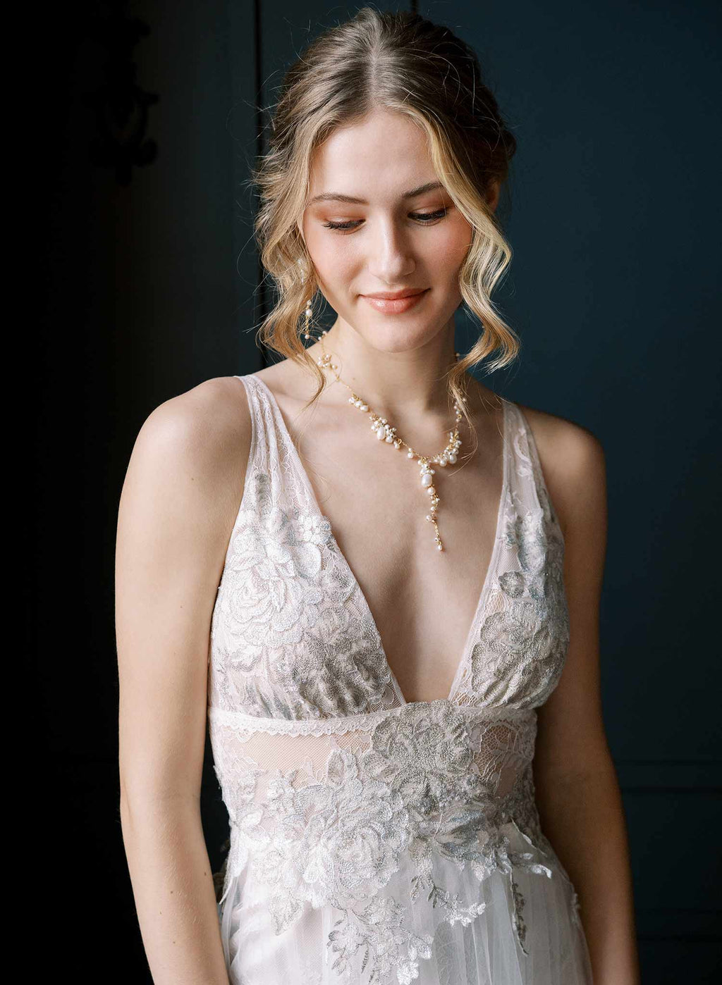 Clustered freshwater pearl bridal necklace - Style #2550