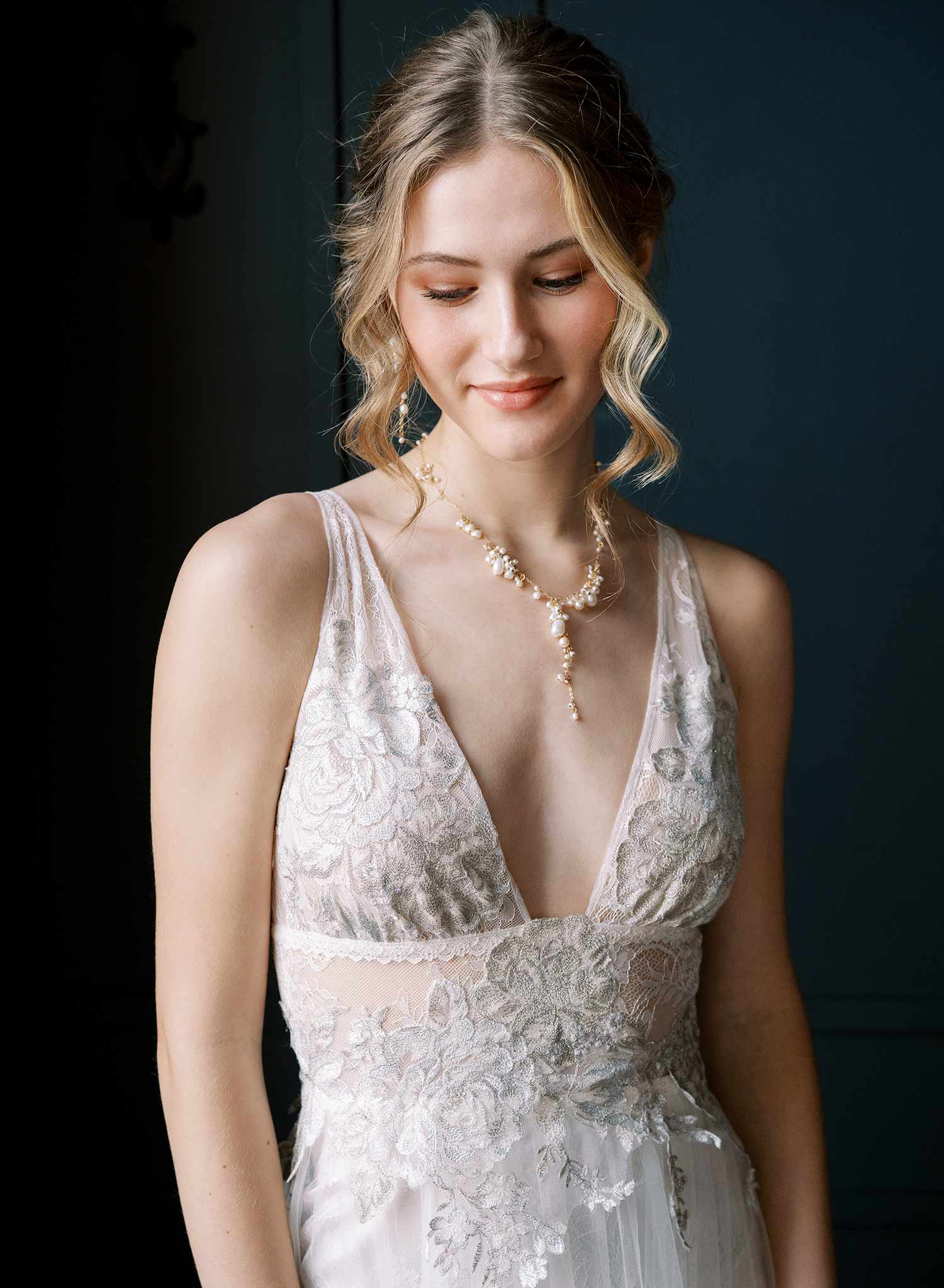 Clustered freshwater pearl bridal necklace - Style #2550