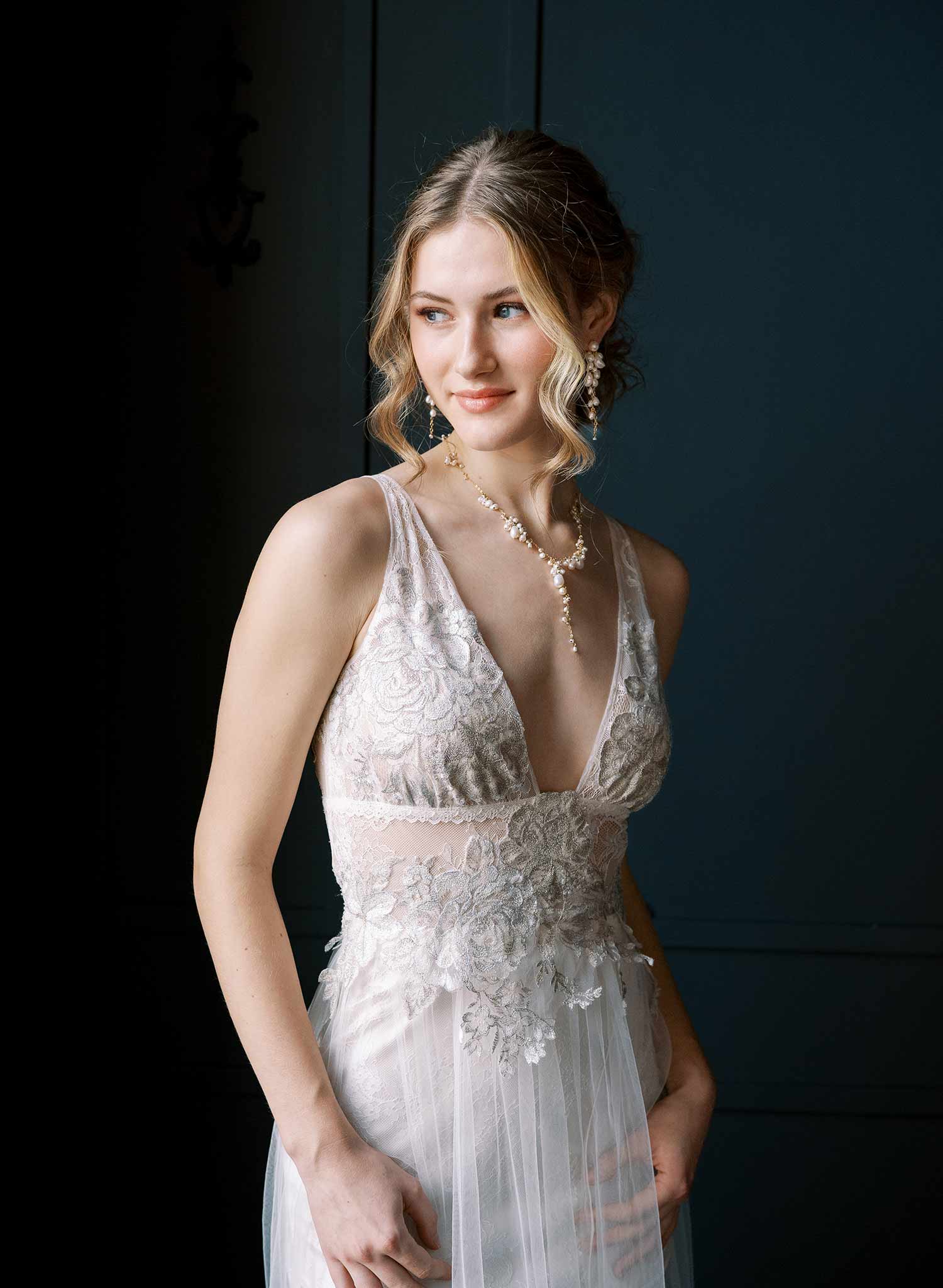 Clustered freshwater pearl bridal necklace - Style #2550