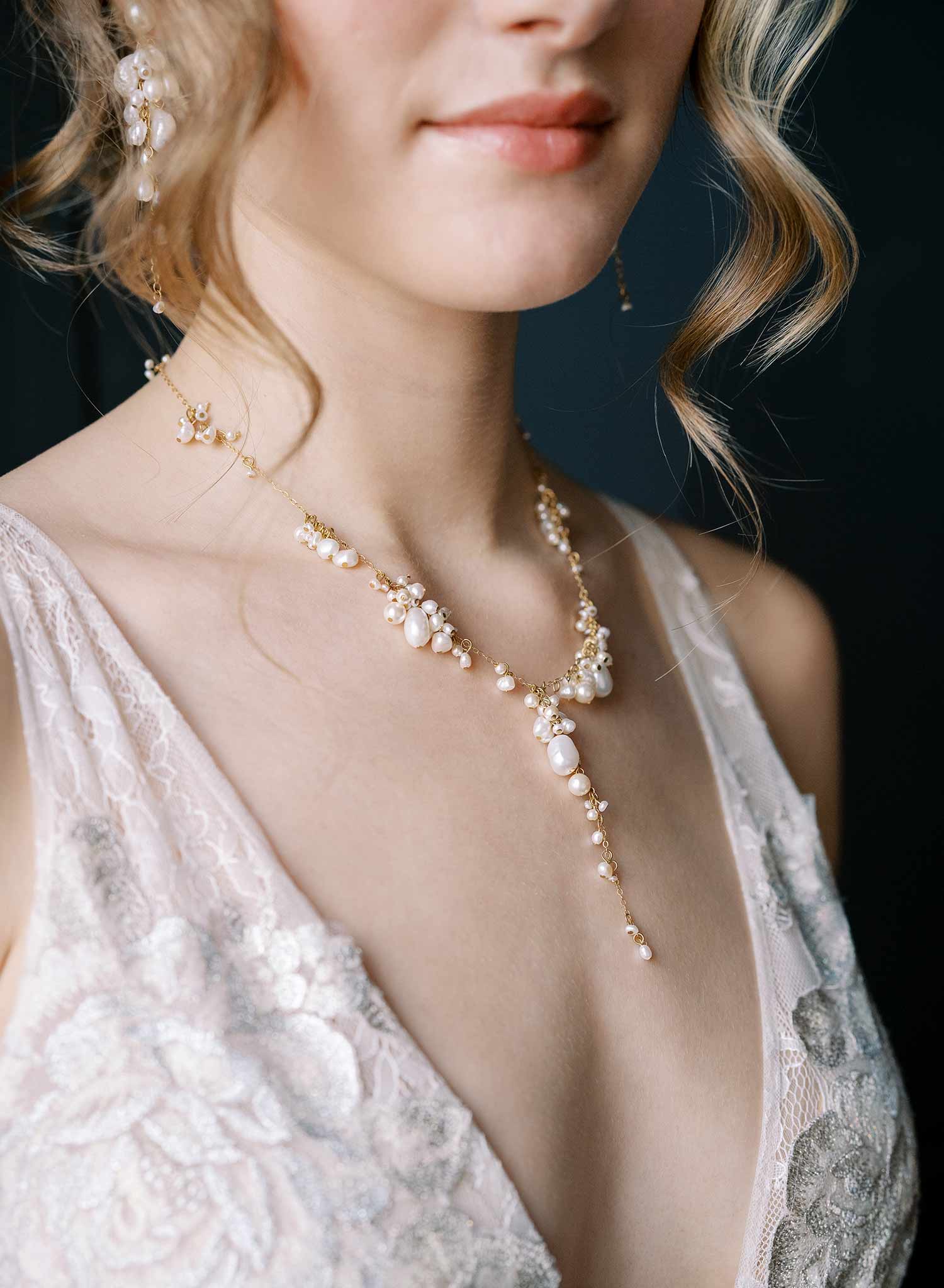 Clustered freshwater pearl bridal necklace - Style #2550