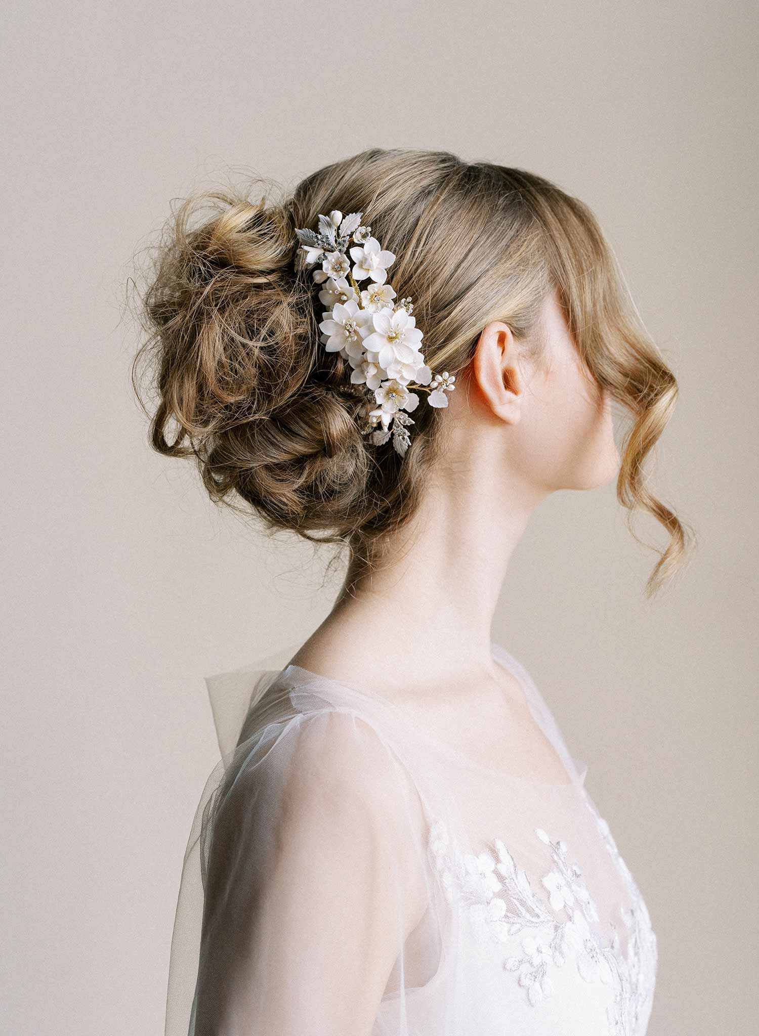 "Creamy floral garden comb, large - Style #2551"